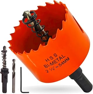 Koopi 2 1/8 inch Hole Saw with Arbor and Drill Bit, 2-1/8 in M42 Bi-Metal Hole Cutter - Quick & Smooth Cutting for Metal, Wood, Plastic