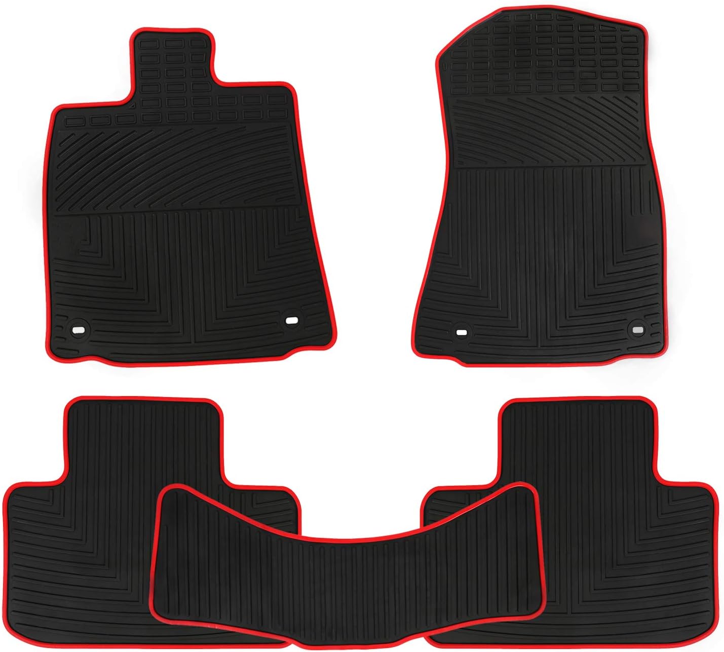 San Auto Car Floor Mats for Lexus is RWD IS250 IS350 IS300 2014 2015 2016 2017 2018 2019 2020 Custom Fit Rubber Auto Carpet Liners Set All Weather Protection Heavy Duty Odorless Black Red