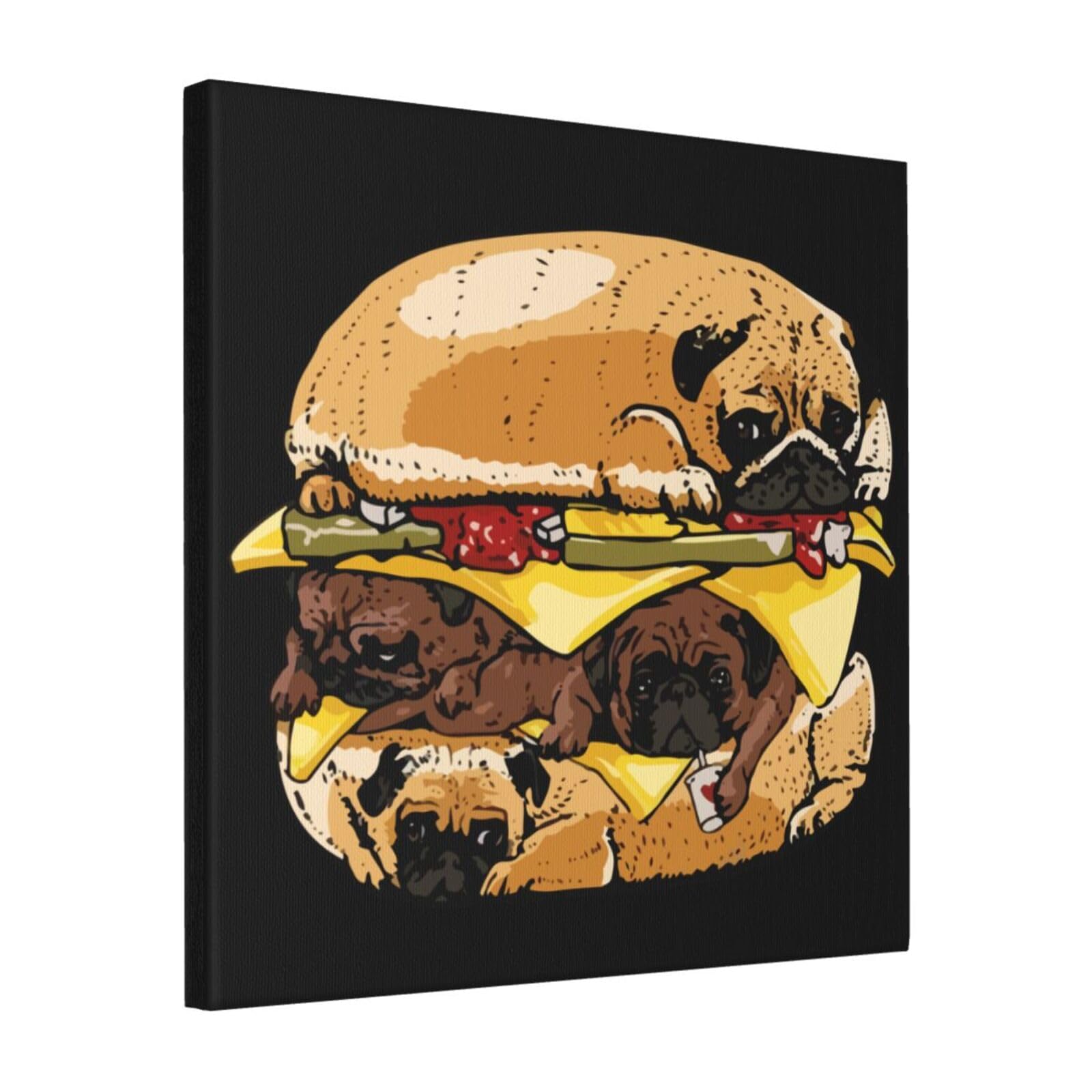 Amazon.co.jp: アートパネル パグ ハンバーガー 犬バーガー キャンバス
