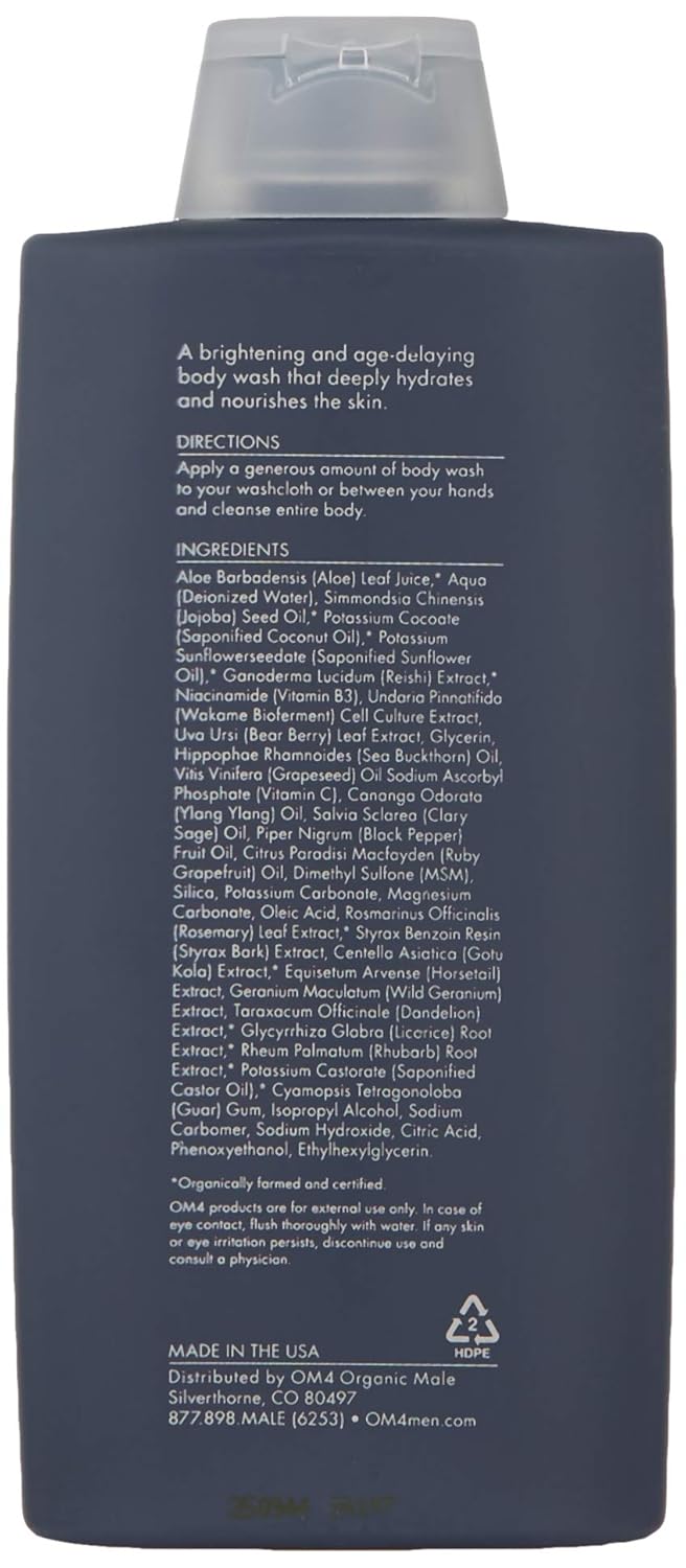 Organic Male OM4 Relieve: Ylang Ylang Perfecting & Hydrating Body Wash - Calming and Ultra Nourishing bodycare for Men