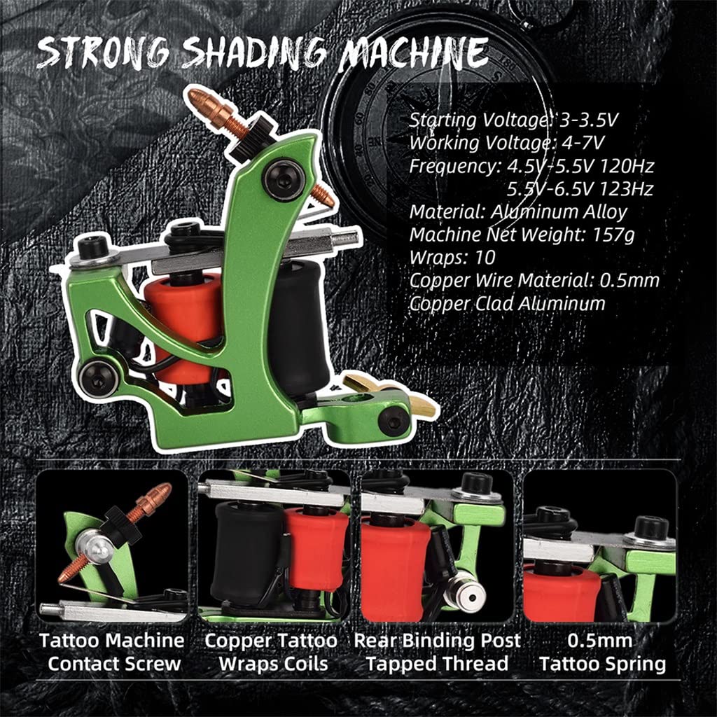 Tattoo Kit Complete Machine Set Black Power Supply Inks Pigment Accessories for Beginners