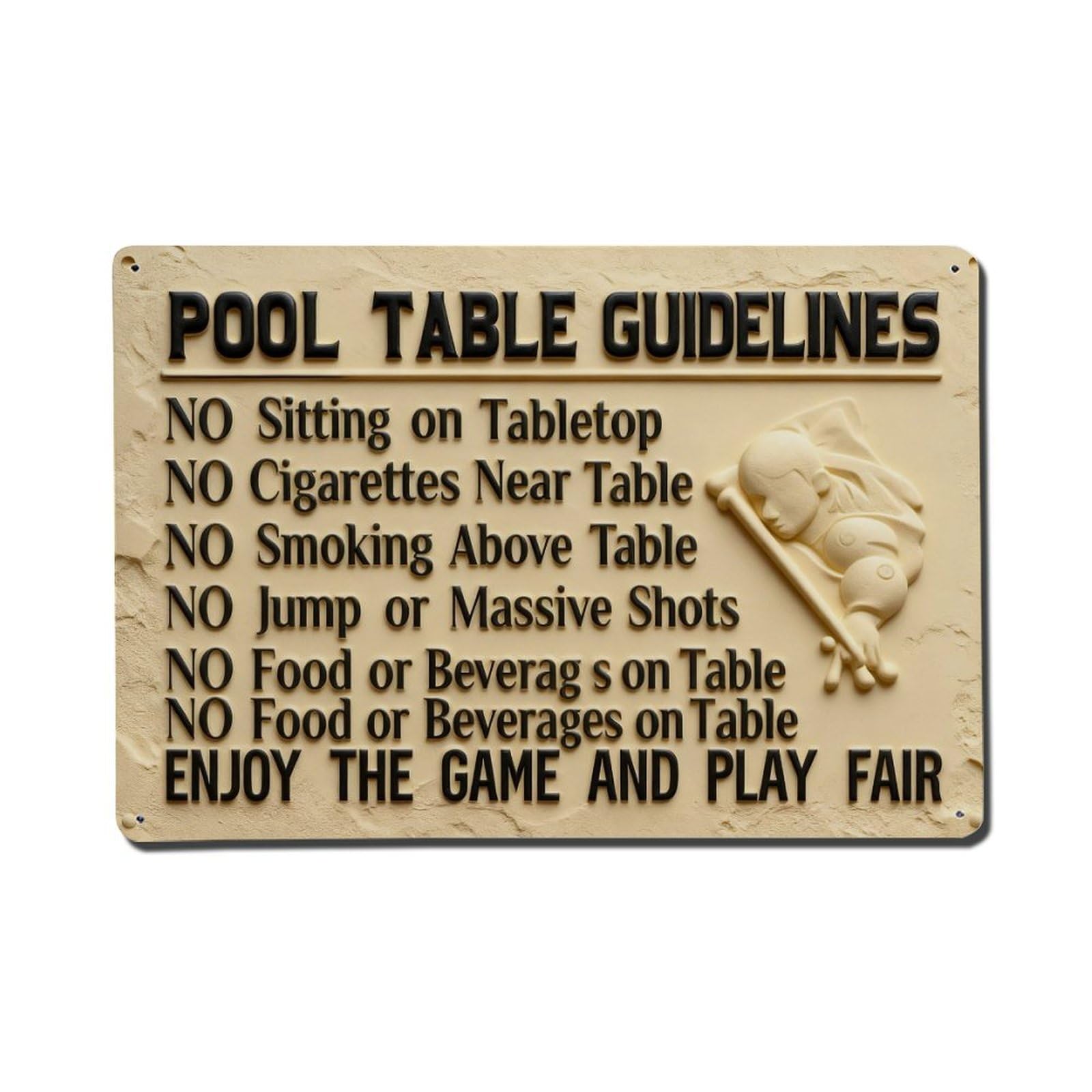 Iageret Vintage Pool Table Rules Sign Metal Tin Sign Retro Wall Decor, Bar Garage Cafe Kitchen Home Wall Art Poster Decoration 8X12inches