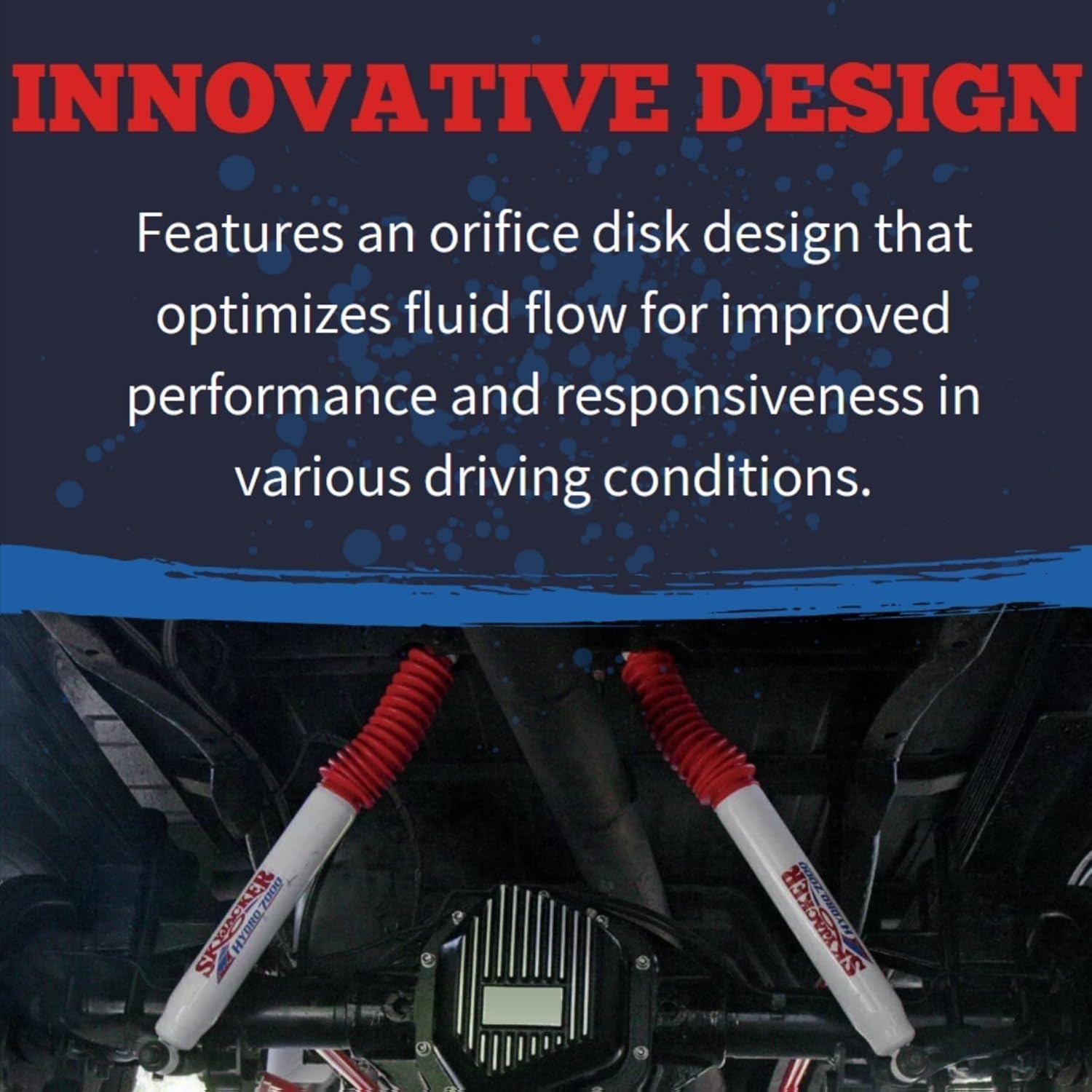 Set of Hydro 7000 Series Front & Rear Hydraulic Action Shocks fits 1999 2004 F250 Super Duty 4WD with 0-3” Front & 0-1” Rear Lift | Durable Construction | Velocity-Sensitive Valving