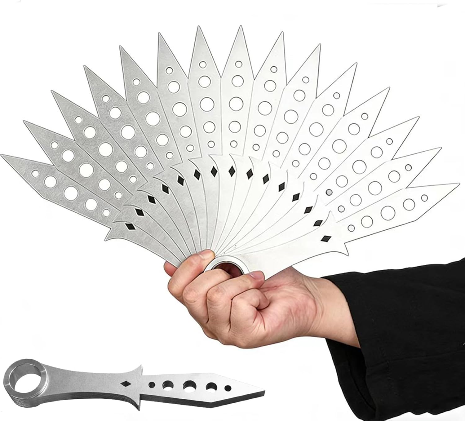 Full Metal Folding Fan, Kung Fu Handheld Fan for Martial Arts & Fitness, Stainless Steel Folding Hand Fans, Silver