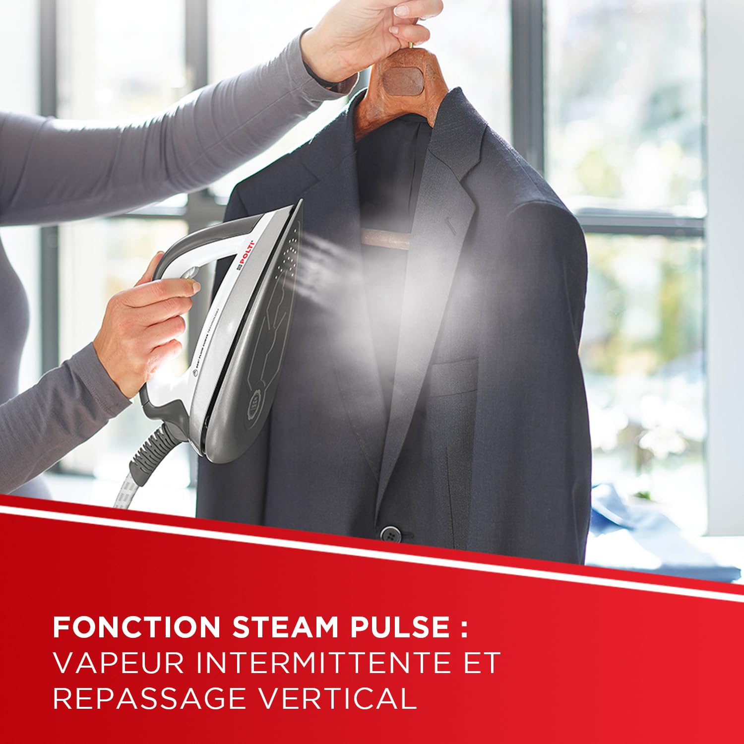 Polti Vaporella Next VN18.30, Fer à Repasser avec Chaudière 6 Bars, Puissance 2200 W, Fonction Éco et Turbo, Autonomie Illimitée, Steam Pulse 350 g, Gris et Rouge