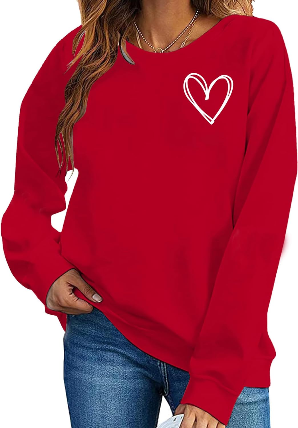 Valentines Sweatshirts for Women: Cute Valentine's Heart Love Tees Love Pullover Long Sleeve Tops