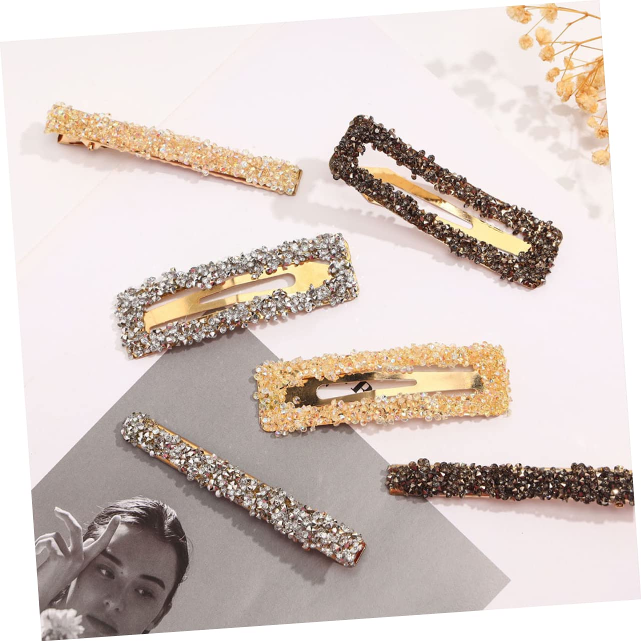 Ipetboom 24piezas Horquillas De Rhinestones Para Mujeres Accesorios De Cabello Elegantes y Chic Pinzas Para Niñas Para Fiestas y Ocasiones Especiales Negro Gris Champán