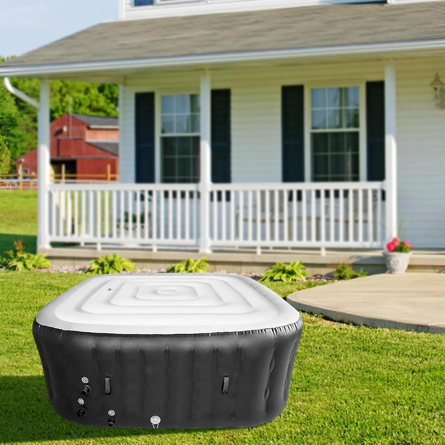Inflatable Hot Tub Cover Rainproof Insulated Energy Saving Lid for Square Hot Tub 4.2ft