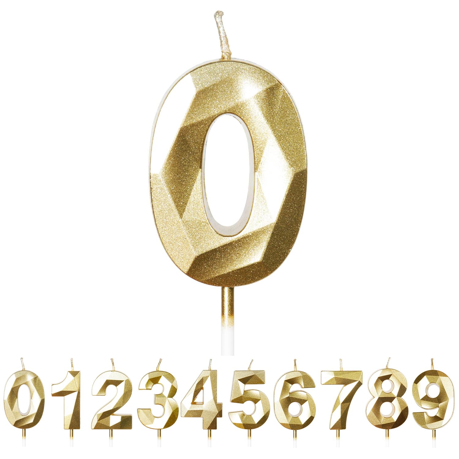 Fuzvol Gold Birthday Cake Candles, Number 0 Candle,Cake Topper Decorations
