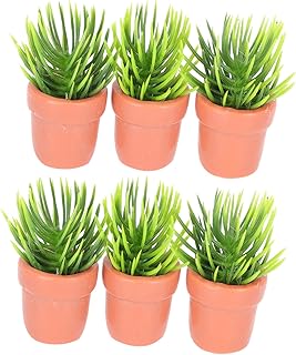 Yardwe 6 Pcs Simulated Potted Ornament Outdoor Plant Mini Succulent Plants Fake Potted Plant Fake Succulent Tiny Bonsai Model Miniature Potted Plant Potted Plant Model Decor Garden Decor