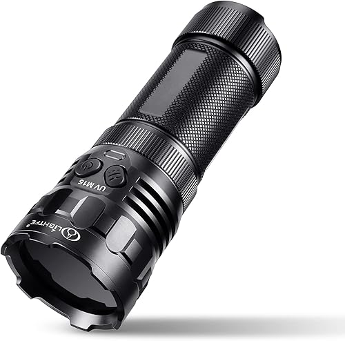 LIGHTFE Linterna de luz negra de 365 nm con salida de alta potencia, haz puro para luz de curación de pegamento UV, brillo fluorescente de roca y