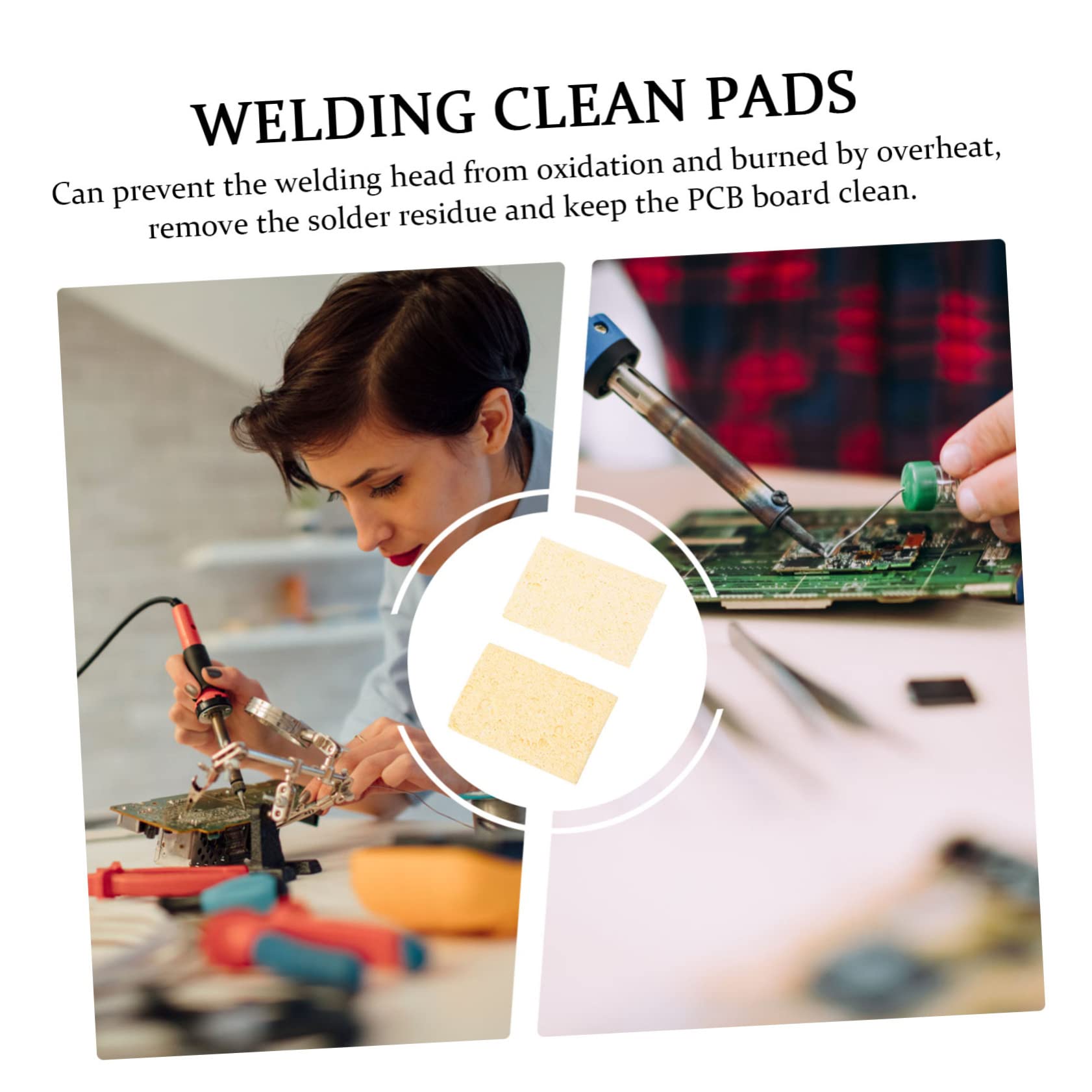 Gadpiparty 30pcs Soldering Iron Tip Cleaning Cotton Cleaning Soldering Cleaning Sponge Pads Clean Pad Solder Tip Pad Solder Tip Sponge Soldering Stations Universal