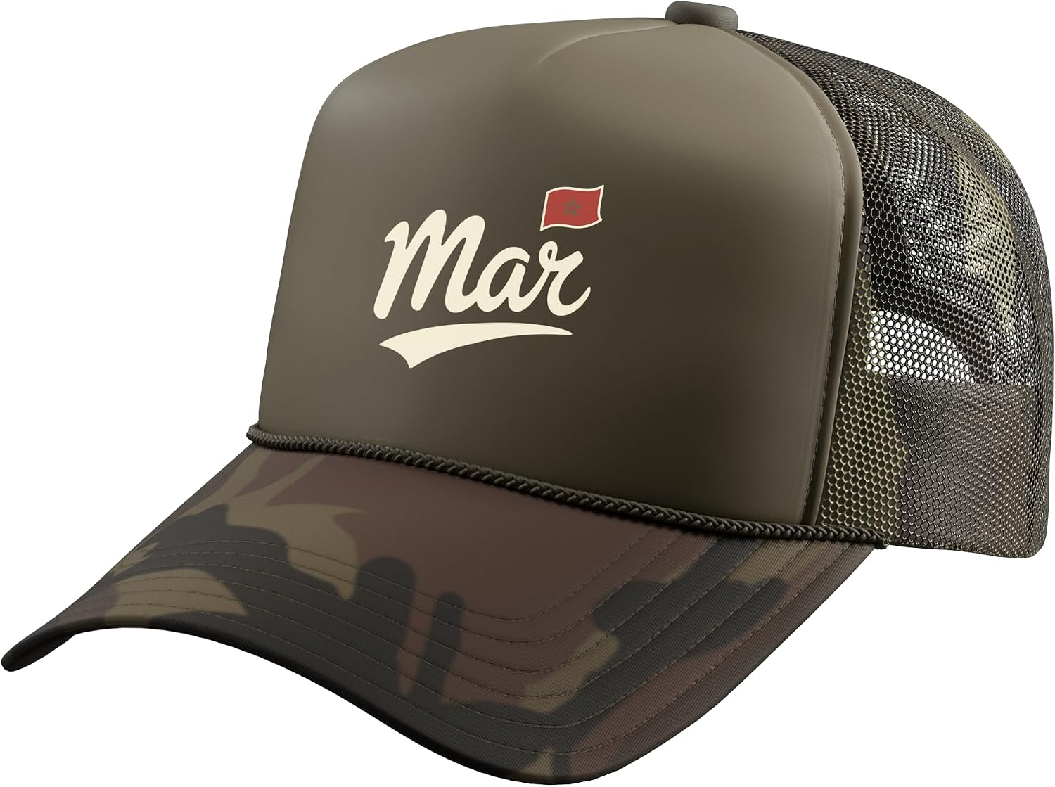 Morocco Vintage Script Fan Trucker Hat with Adjustable Mesh Back