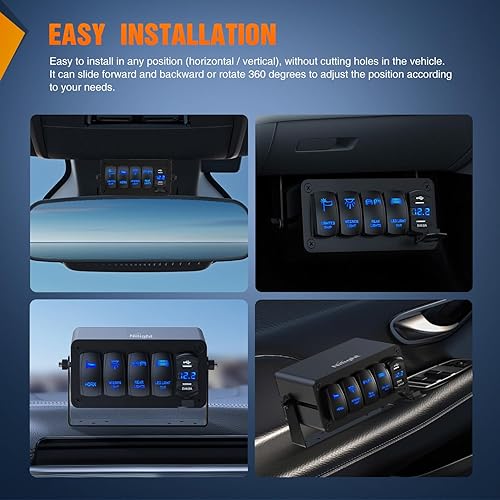 Vista 215 de Nilight Panel de interruptor basculante de 4 bandas, 5 pines de encendido y apagado, soporte de aluminio de 12 V, 24 V, interruptores Verde