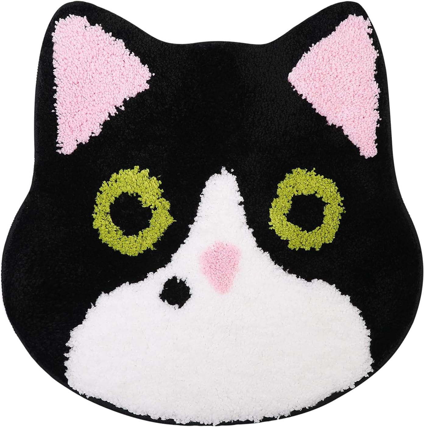 KAMA BRIDAL Cute Bath Mat Cat Bath Rugs for Bathroom Floor Non-Slip Backing Shower Mat Fast Absorbent Thick Soft Microfiber Machine Washable(Blackwhite,18x18inches)
