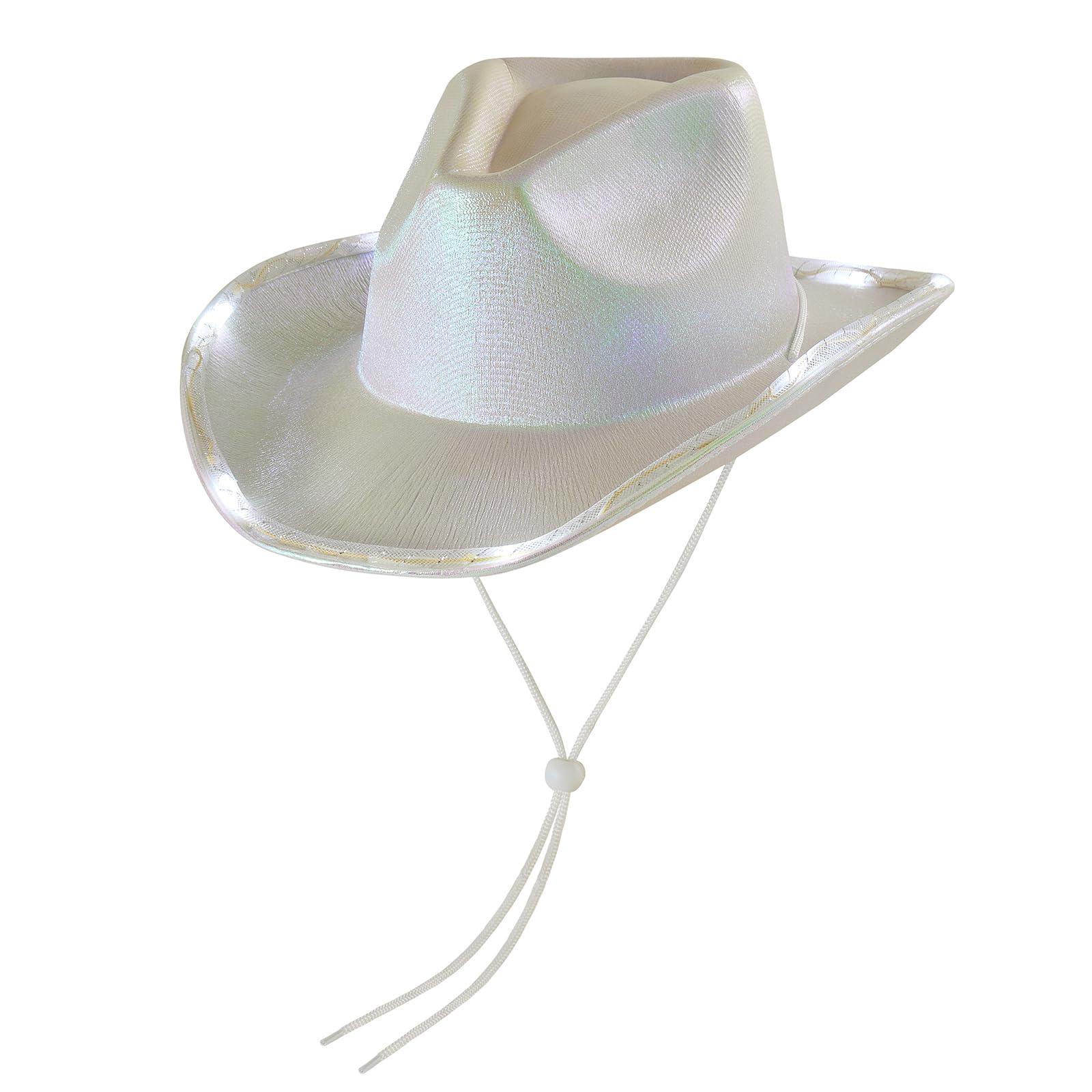 Niceyoeuk Women Cowboy Hats with Colorful LED Light Fluffy Feather Brim Cowgirl Hat for Halloween Cosplay Costume Party (K, One Size)