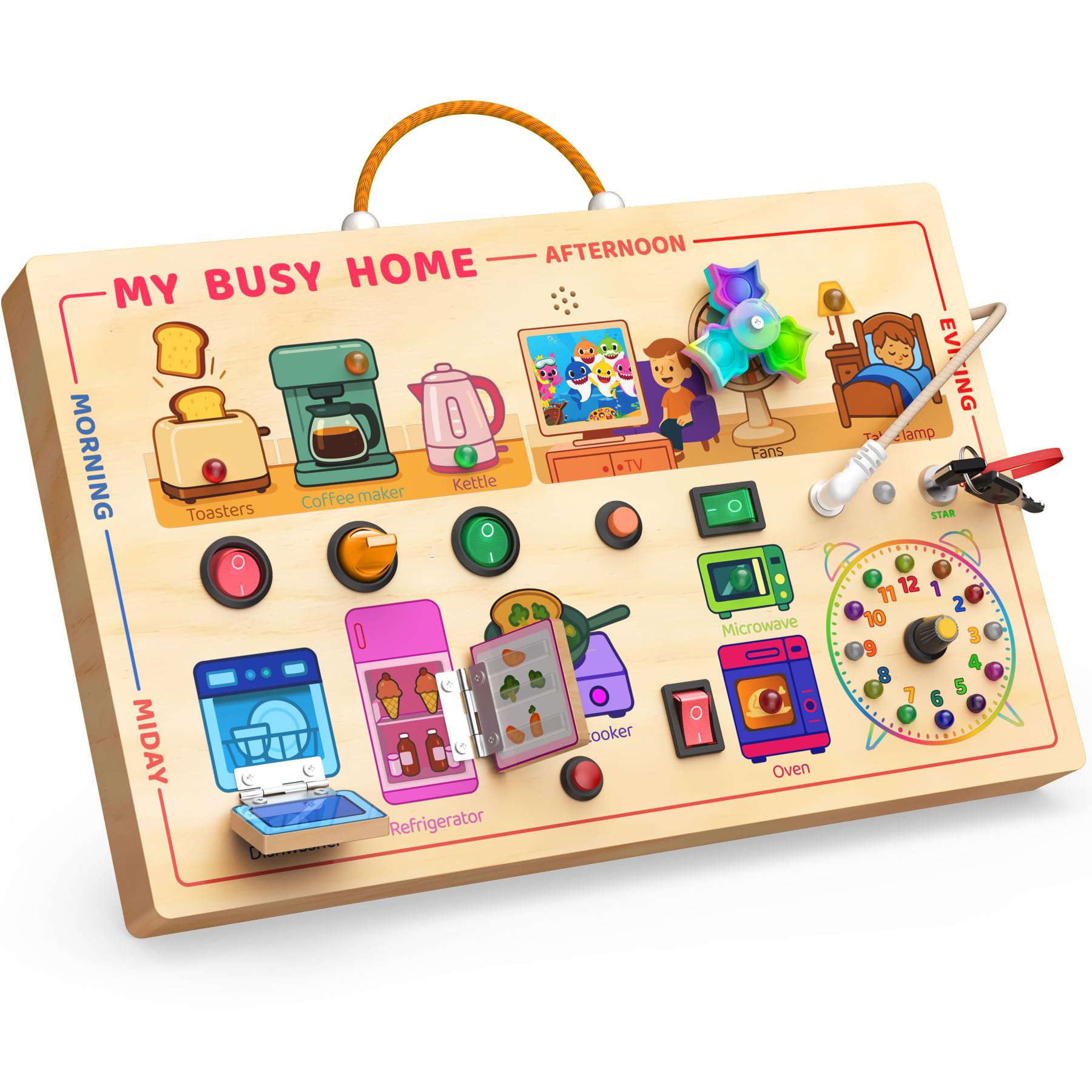 UdoUto My Busy Home Montessori Busy Board for Toddlers 1-3