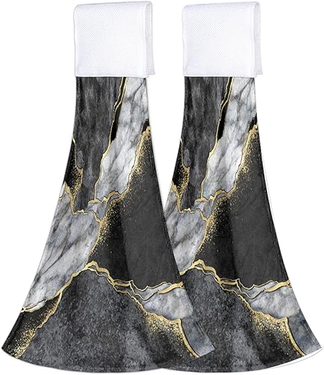 Amazon Com Towels Marble Texture Printed Hanging Kitchen Towels 2 Pack Absorbent Coral Fleece Dish Cloth Tie Towels Hand Towel Tea Bar Towels For Bathroom Kitchen Decor 12x17in Home Kitchen