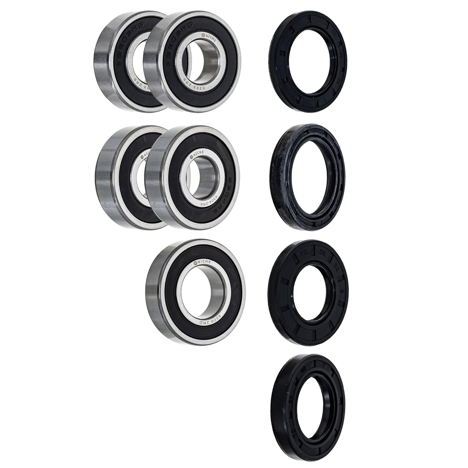 NICHE Wheel Bearing Seal Kit for Kawasaki GPZ1100 ZR1100 ZX1100E ZX1100F1 6203-2RS 6304-2RS 6206-2RDQE6