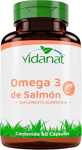 Vidanat Aceite de salmón omega-3 60 cápsulas  Apoya la salud del corazón, cerebro y articulaciones  rico en EPA y DHA  Suplemento de aceite de
