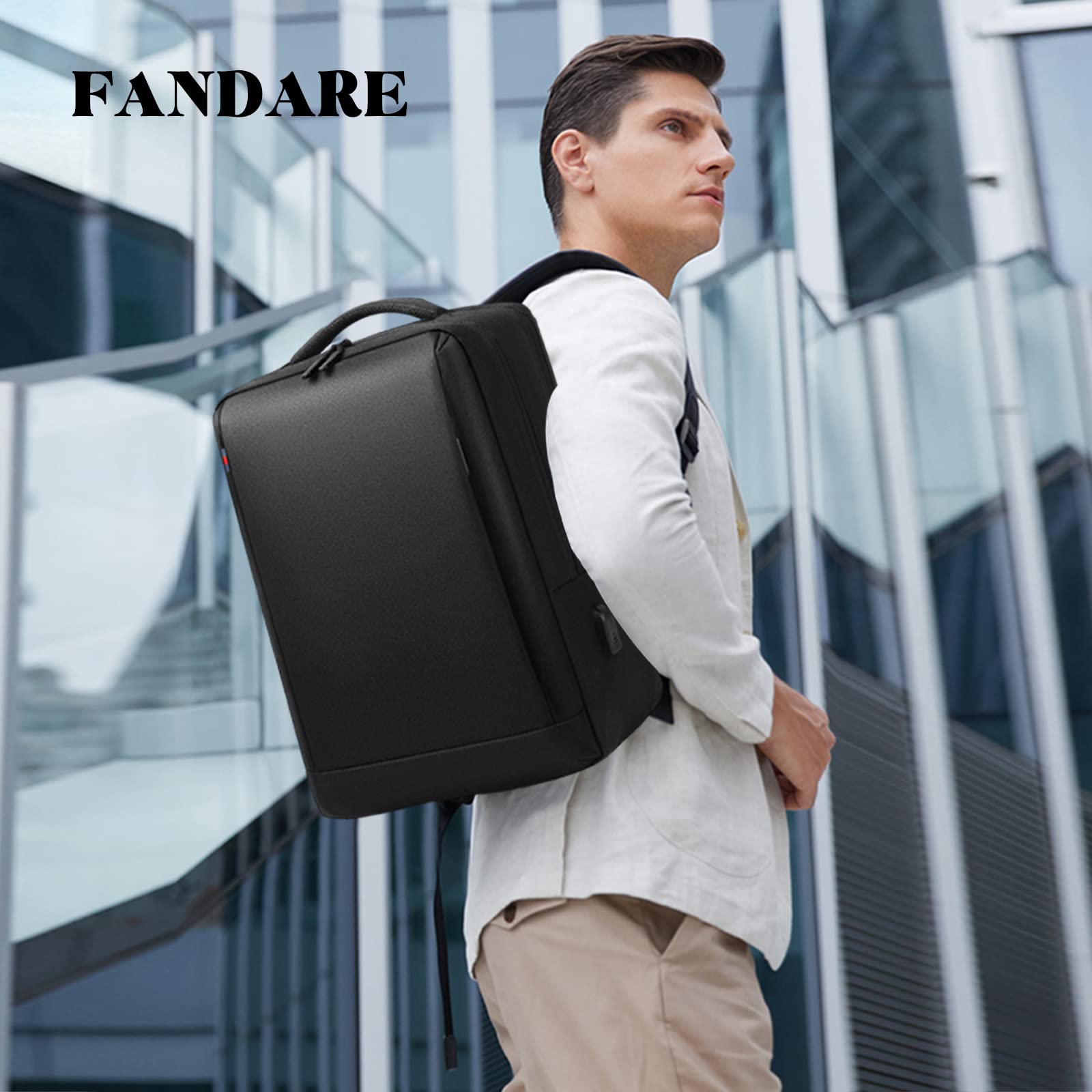 FANDARE Zaino Ufficio Uomo Zainetto Scuola con porta di ricarica USB per 15.6 Pollici PC Portatile da Donna Daypacks per Business Viaggio Lavoro Impermeabile