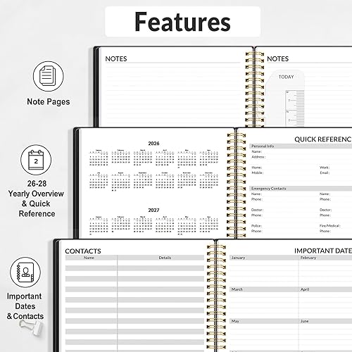 Vista 47 de SUNEE Libro de citas 2026, trimestral por hora, semanal y mensual, de enero de 2026 a diciembre de 2026, planificador semanal de 8.5 x 11 pulgadas