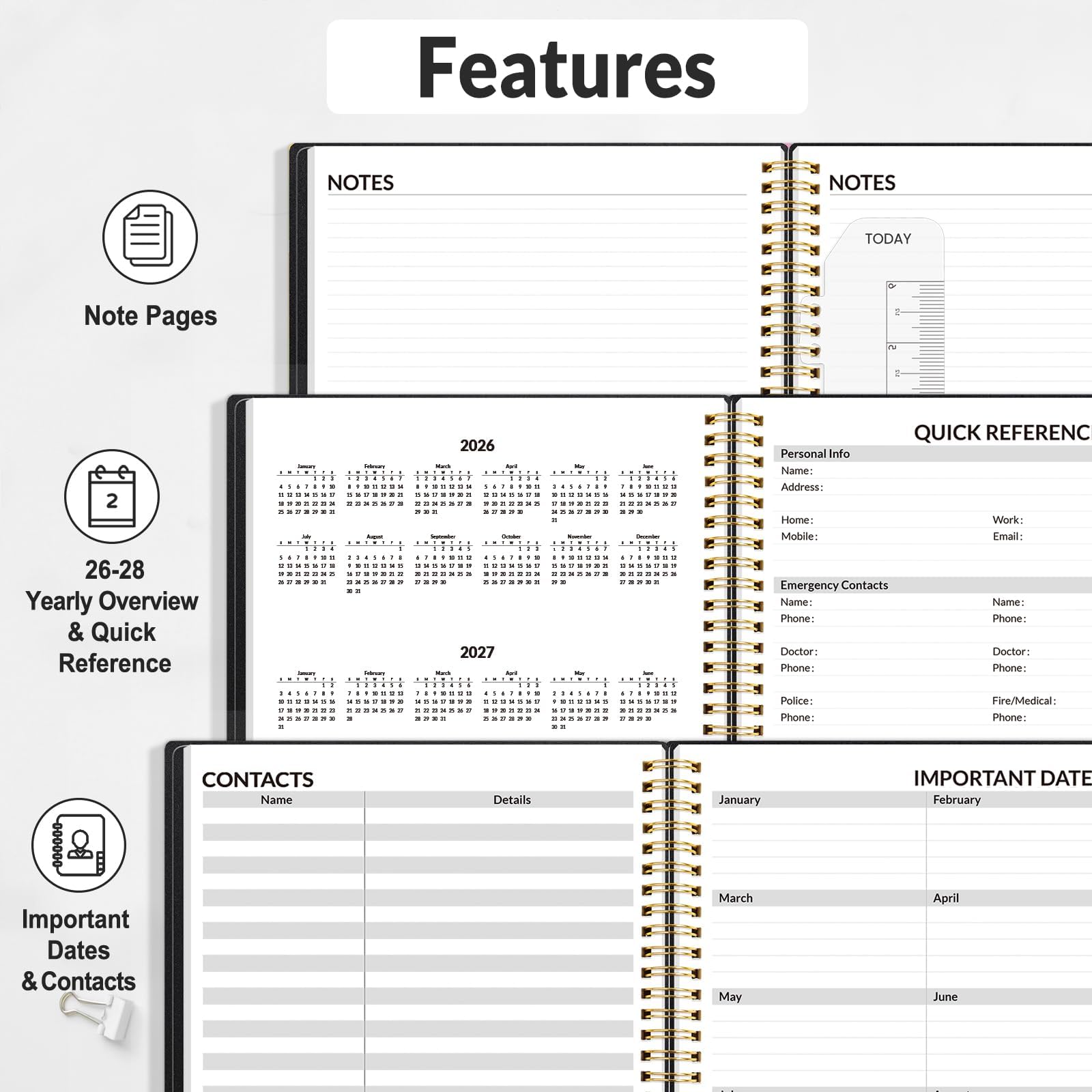 SUNEE 2026 Appointment Book Quarter-Hourly Weekly Monthly - from January 2026 - December 2026 8 5x11 Weekly Planner — view 5
