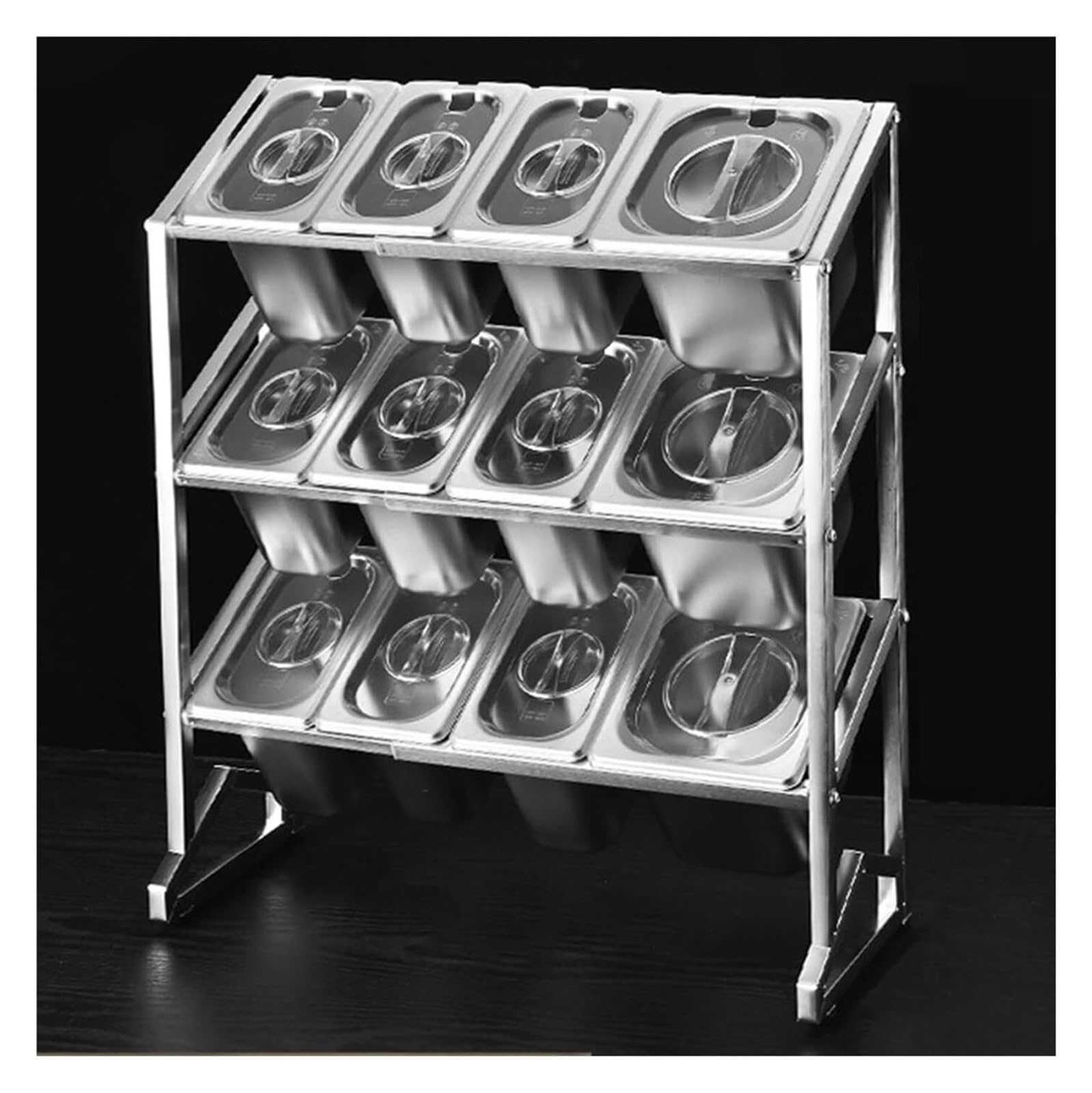 Étagère à épices en acier inoxydable, distributeur de condiments commercial pour cuisine et buffet, support de comptoir pour assaisonnement et sauces
