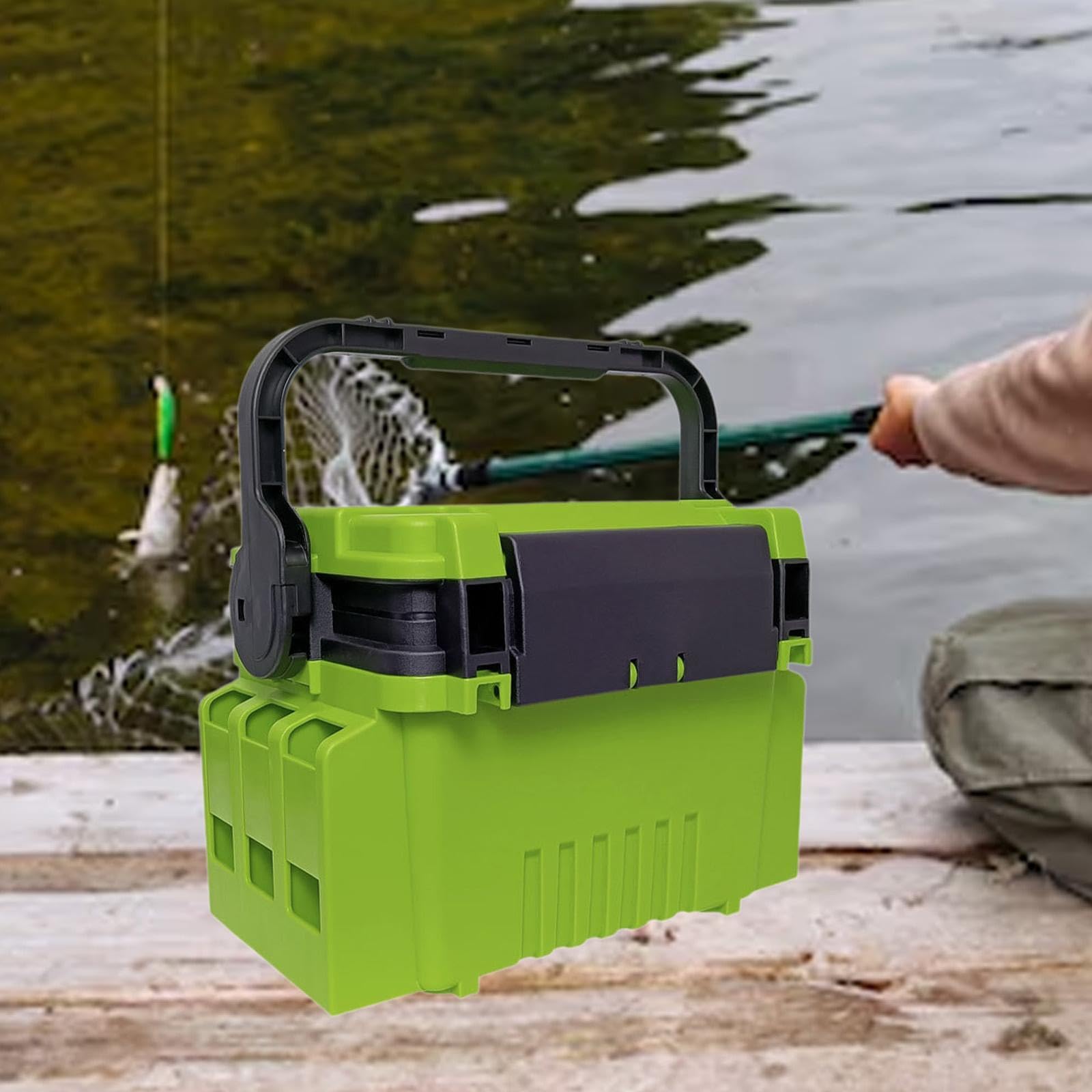 B Baosity Caja de Aparejos de Pesca, Accesorios para Herramientas de Pesca, Organizador Portátil para Exteriores, Estuche Rígido, Portador de Aparejos de Doble