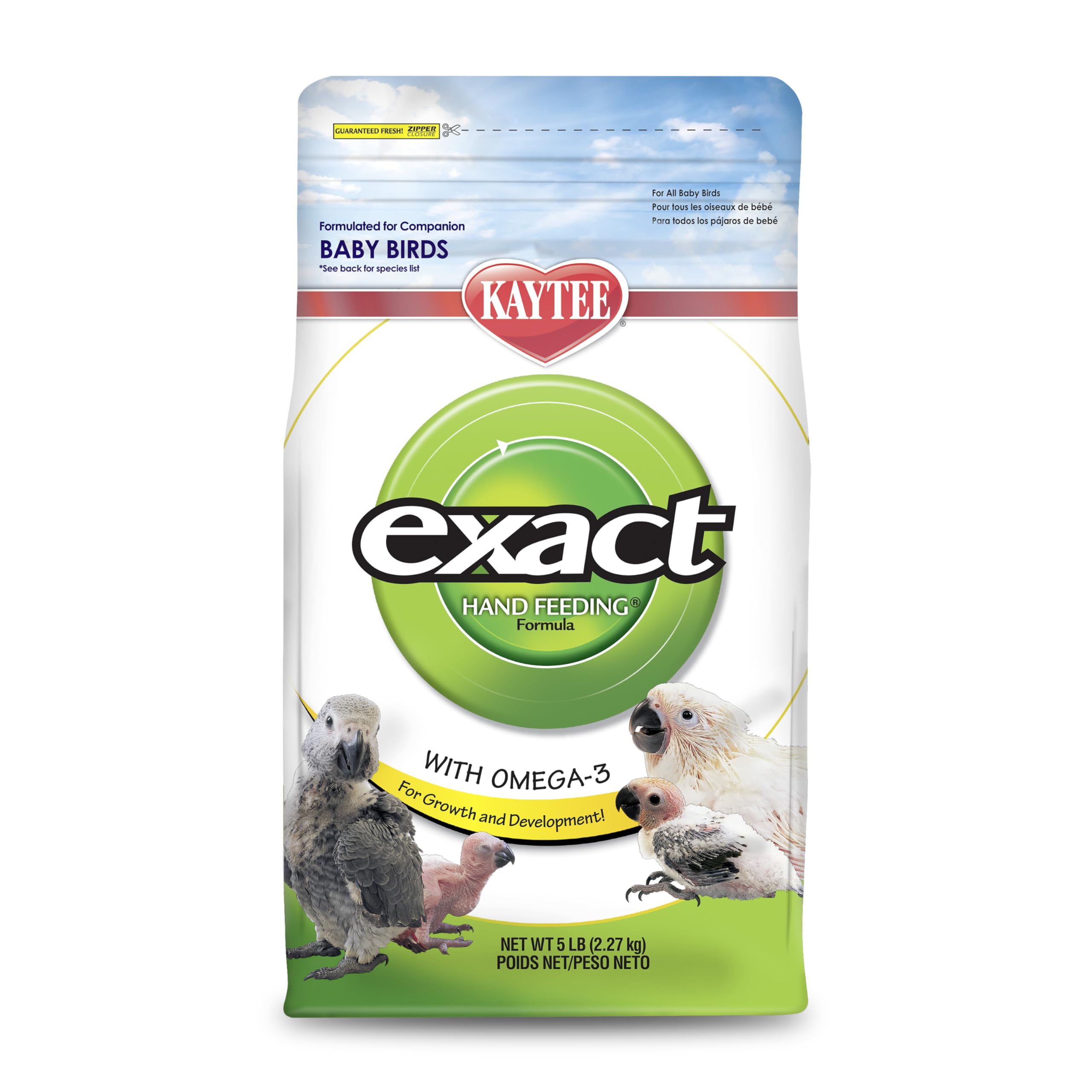 Kaytee Exact Hand Feeding Pet Bird Baby Food For Parrots, Parakeets, Lovebirds, Cockatiels, Conures, Cockatoos, and Macaws, 5 Pound 5 Pound (Pack of 1)