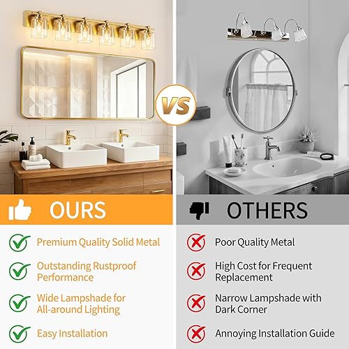 Miniatura 224 de 3 lámparas modernas de baño sobre el espejo, luces de tocador de oro negro para apliques de pared de baño con pantallas de vidrio blanco lechoso