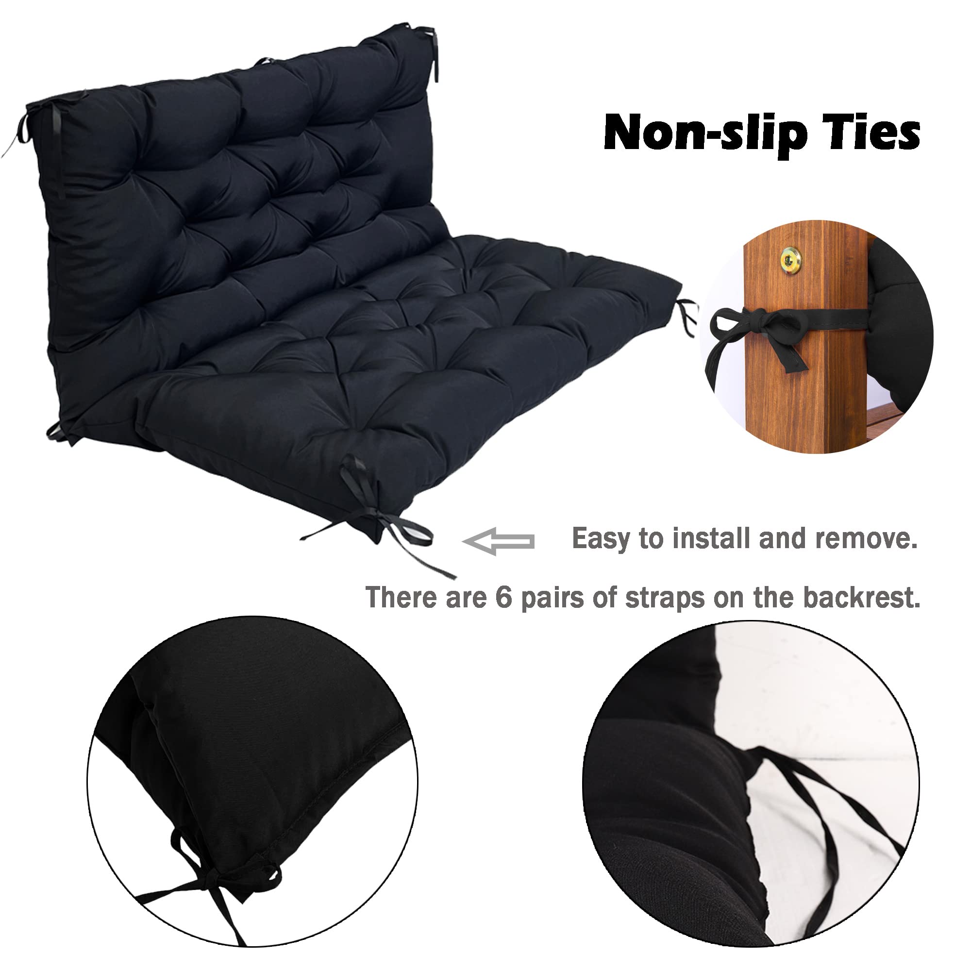 Coussin balancelle imperméable avec dossier, 10 cm d'épaisseur, tapis pour banc 2 ou 3 places, marron, 150 x 100 x 10 cm