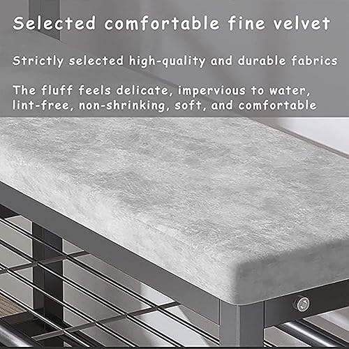 Miniatura 4 de Banco de entrada con perchero, banco de almacenamiento 3 en 1, perchero con ganchos, zapatero, cojín de terciopelo, fácil de montar, negro, 24