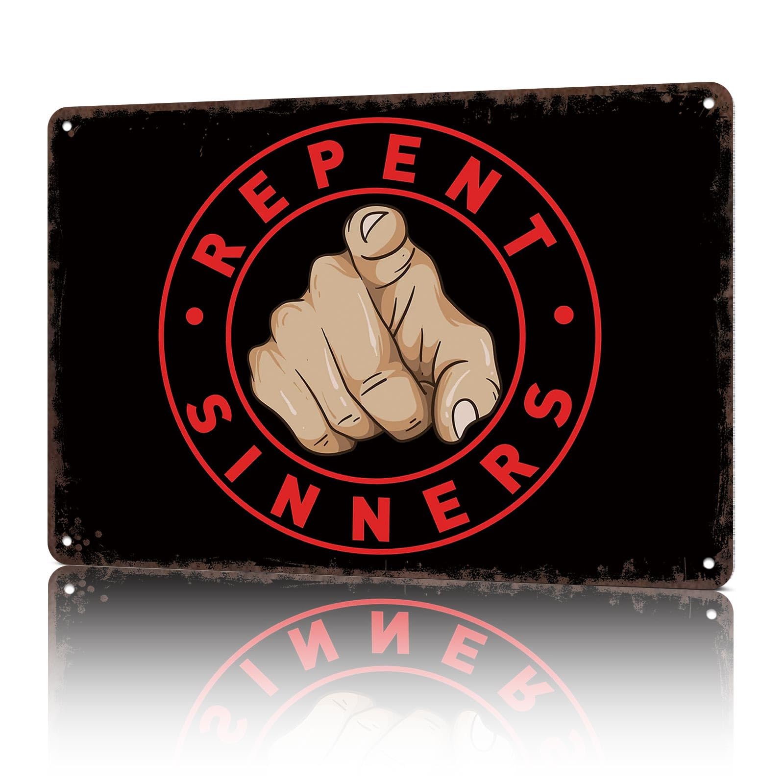 KWQDOZF Vintage Metal Signs Repent Sinner Repent Sinn Funny 8x12inch