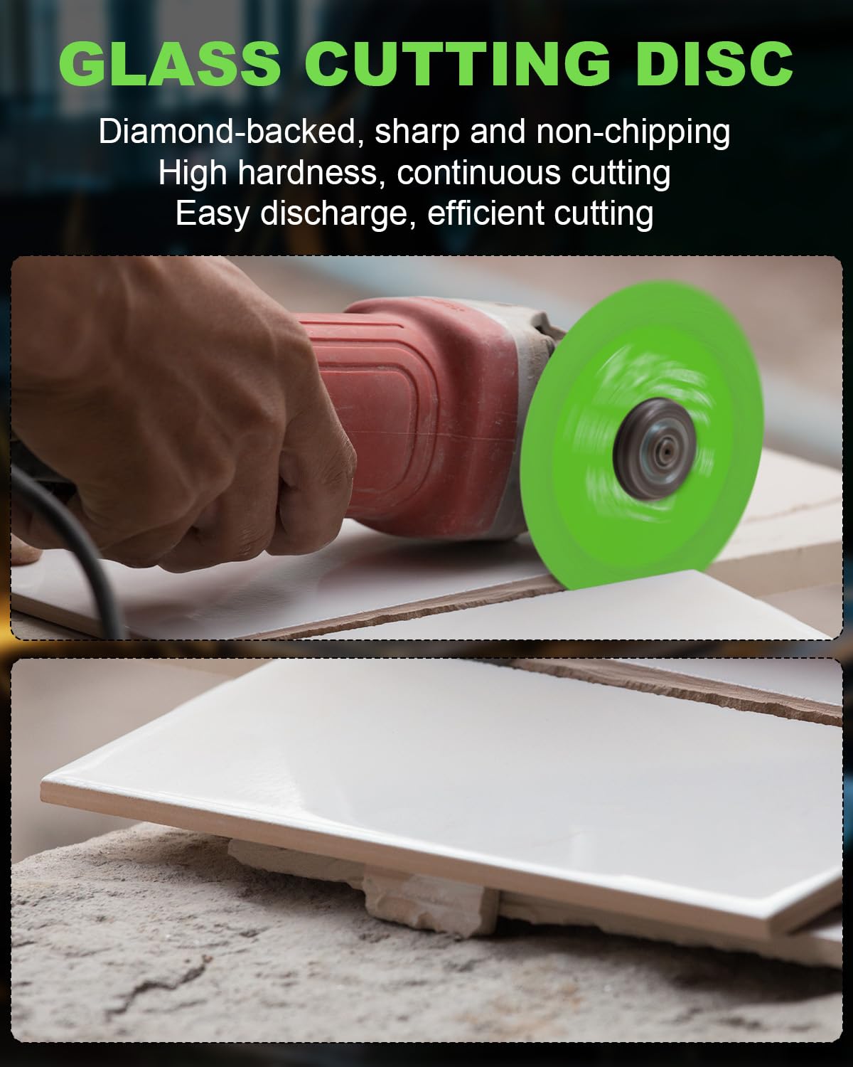 10 discos de corte de vidrio para amoladora angular, disco de corte de diamante de cerámica de vidrio de 4 x 7/8 pulgadas, disco de corte ultrafino para vidrio, jade, cristal, botellas de