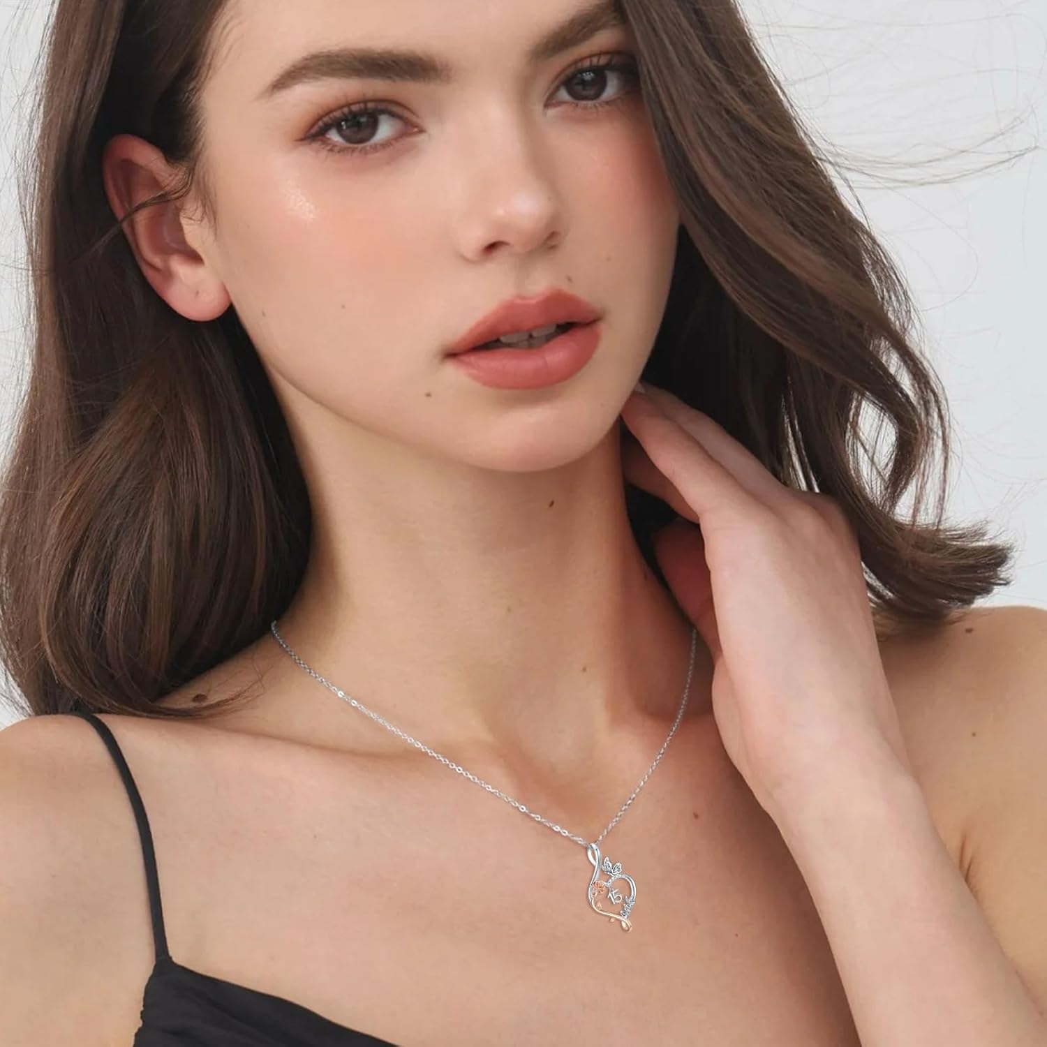 TOUPOP Gifts for Her Rose Heart Infinity Necklace 925 Sterling Silver Heart Butterfly Sweet Jewelry Anniversary Valentines Day Birthday Gifts Women Girlfriend Wife Mom Grandma - Image 2