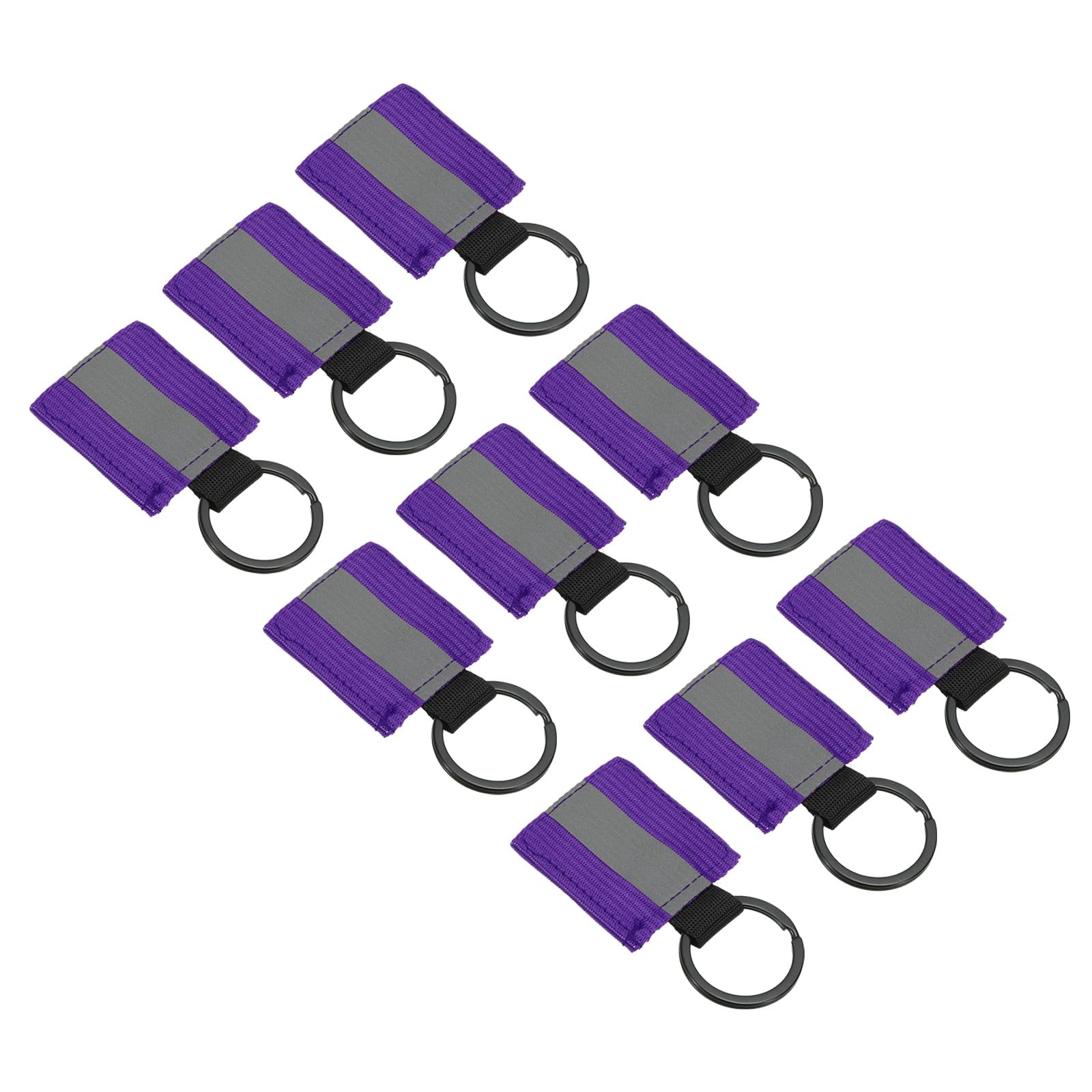 PATIKIL Reflective Keychain Tags, 9 Pack Reflective Zipper Pulls Nylon Keychain High Visibility Reflectors Tags for Backpack Pendant Dog Collar, Purple