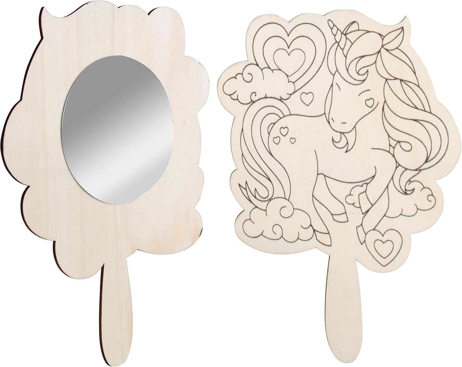 Idiy Paint Your Own Unicorn Mirror Craft Kit for Kids (12 Pack) – Easter Basket Stuffers, Party Favors, Classroom Activities, DIY Wood Painting Kits with Paint & Brush, Birthday Goodie Bags