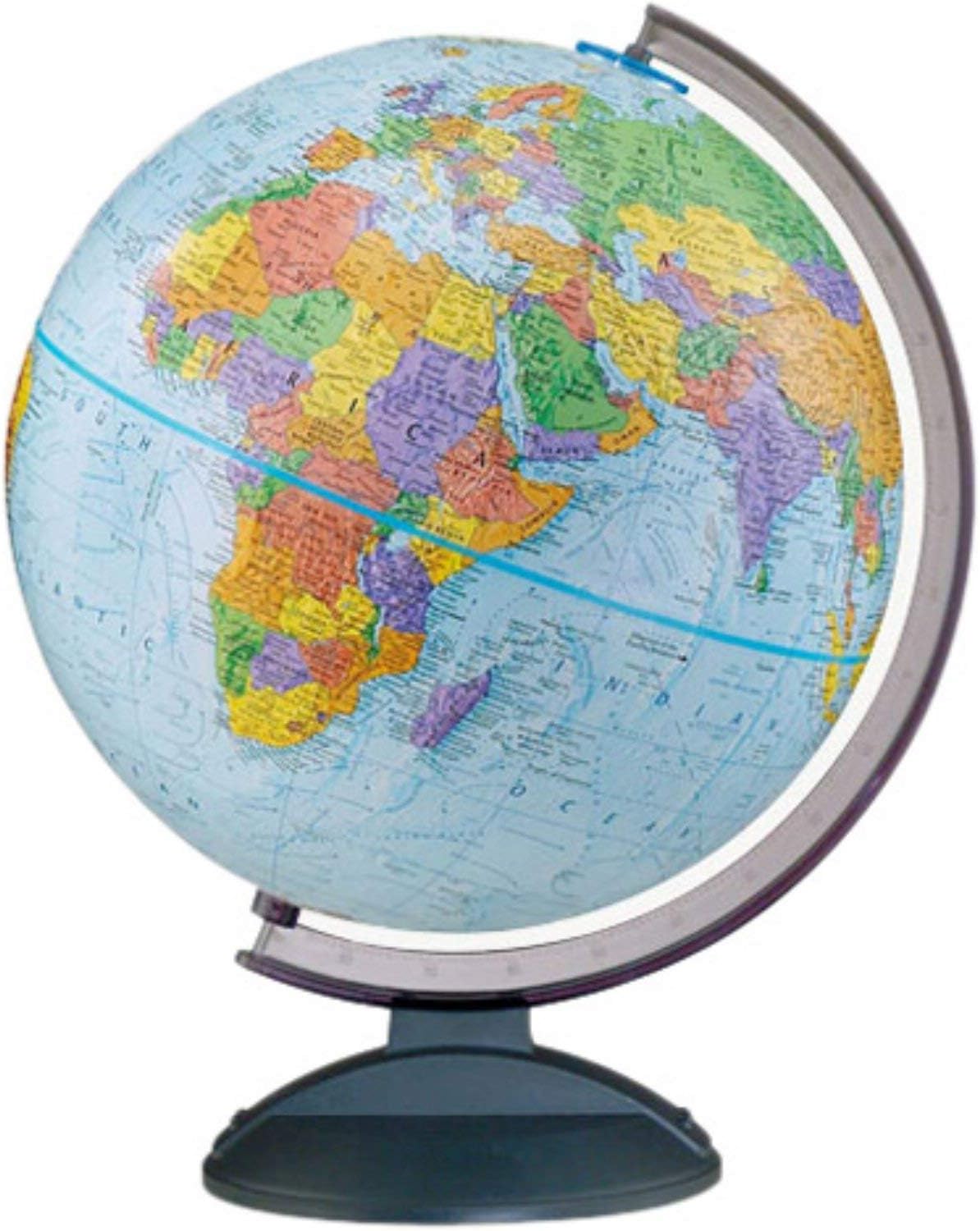 Top Rated Brightly Colored Educational Desktop World Globe- Easy To Read- Scratch Resistant- Raised Surface- 12 Inch Large World Globe - Modern Highest Rated Globe-Black Acrylic Scratch Resistant Base