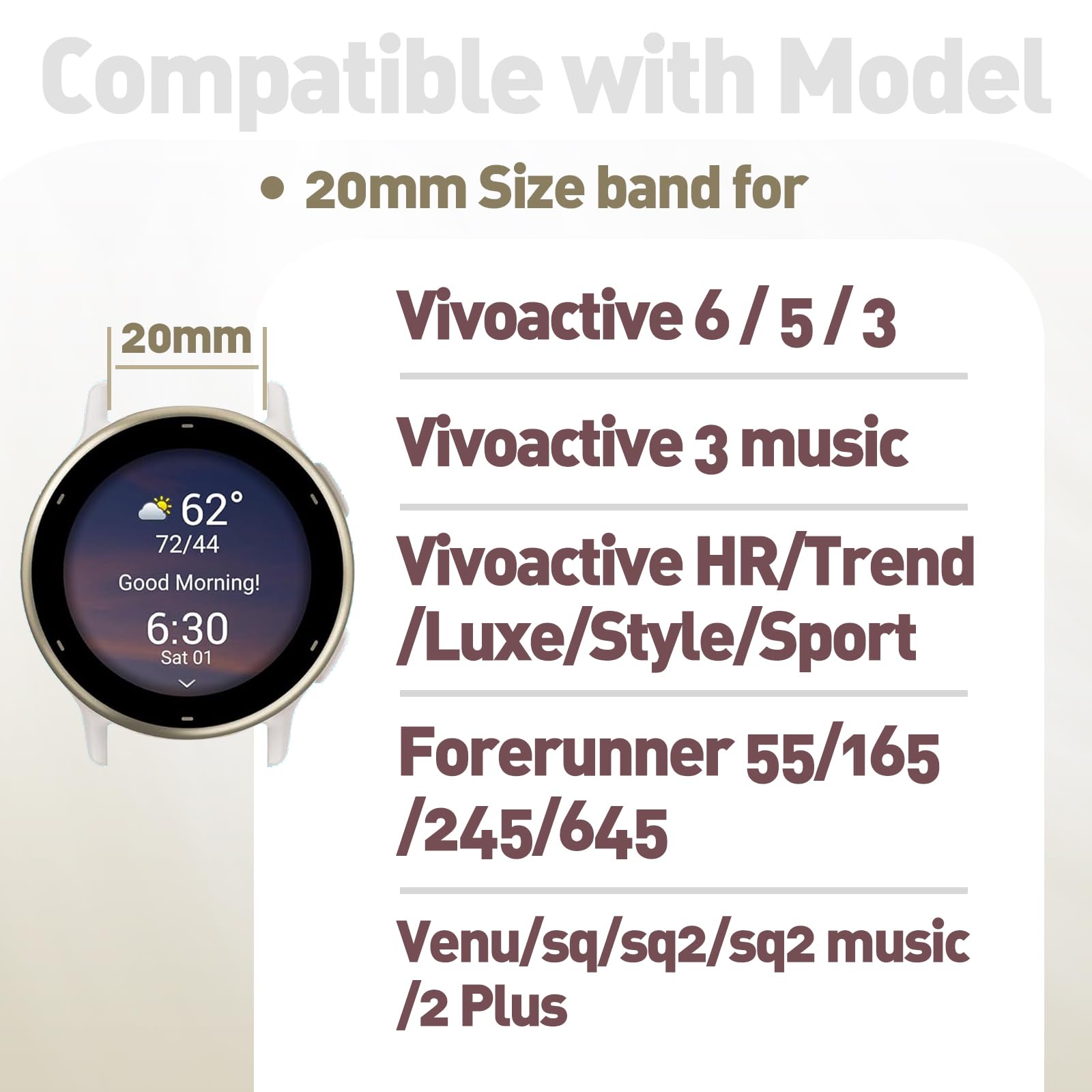 LYSANDRA Kompatybilny z zegarkiem Garmin Vivoactive 6, błyszcząca, fantazyjna bransoletka ze stali nierdzewnej, stylowy zamienny wąski pasek, kompatybilny z zegarkiem Vivoactive 5, Vivoactive 3, dla