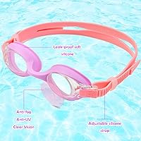 Vista 43 de Gorros de natación para niñas (de 2 a 6 años), gorro de natación de silicona impermeable duradero para cabello corto con gafas de natación, tapón