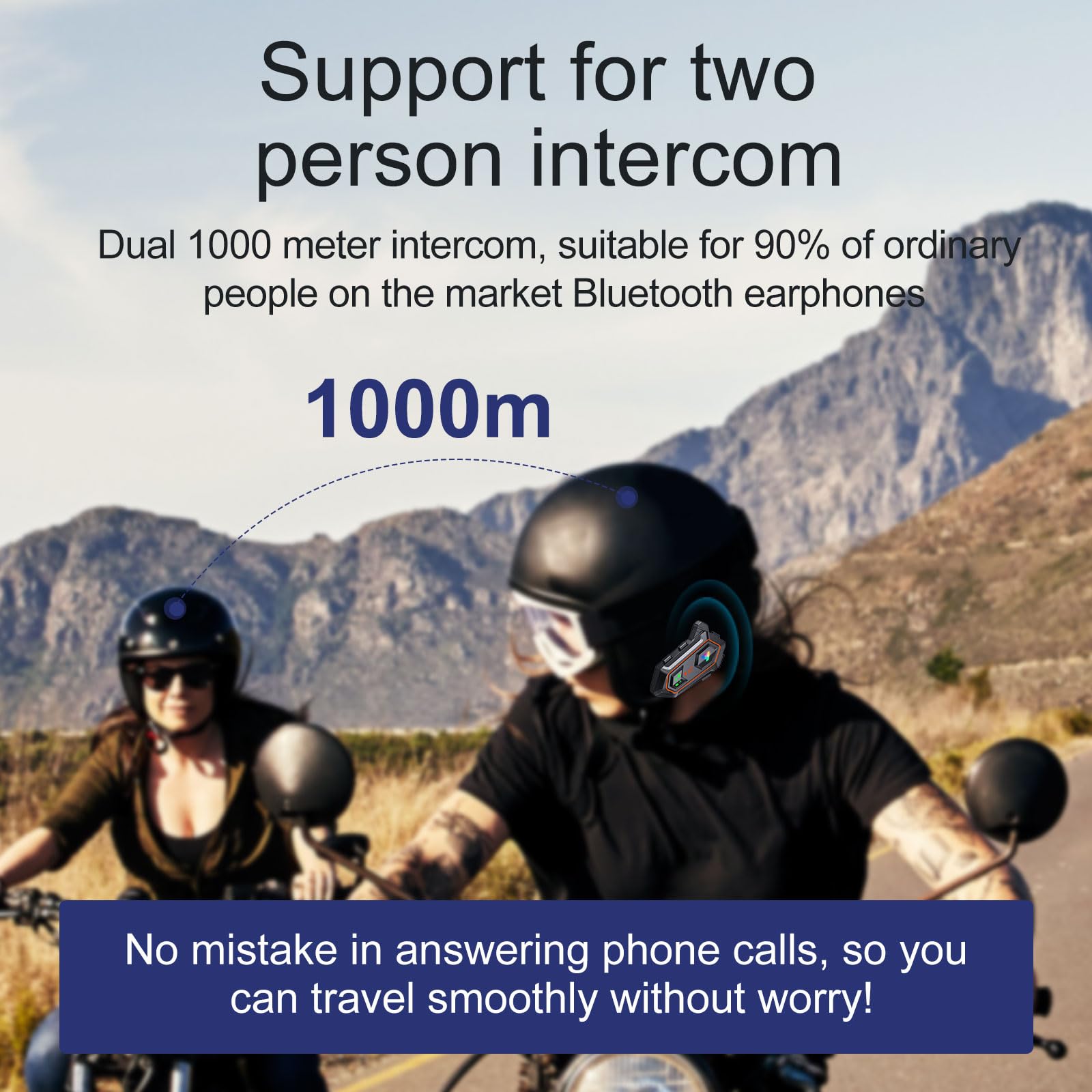 Y20-2X - Auriculares Bluetooth para casco de motocicleta, intercomunicador dual de 100 m, auriculares Bluetooth 5.3, reducción de ruido inteligente, calidad de sonido de nivel HiFi, IPX6