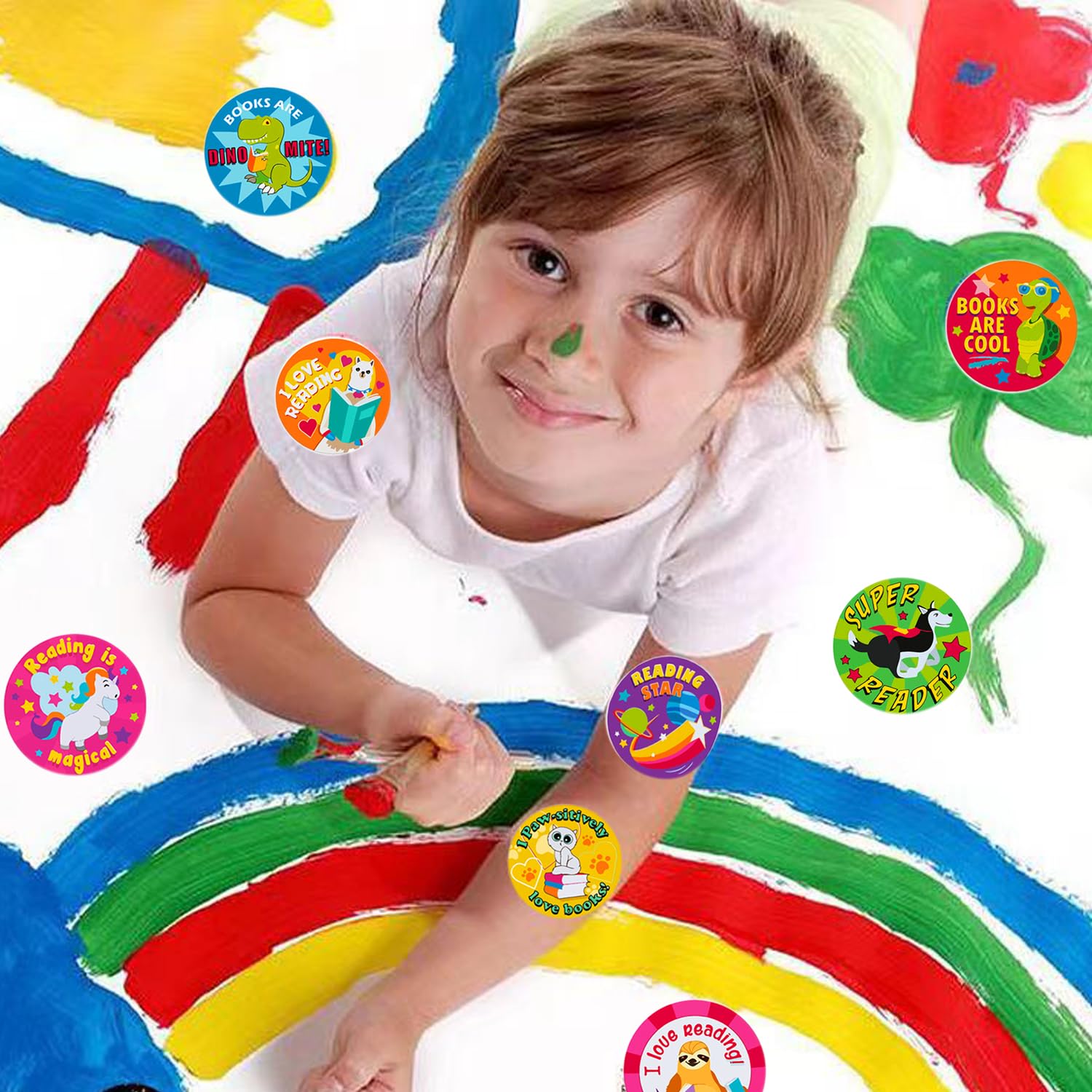 Lese-Belohnungsaufkleber für Lehrer, 3,8 cm, rund, 500 Leseaufkleber für Kinder in 8 Designs, Buchaufkleber, motivierende Anreizaufkleber für Studenten, Lehrerbedarf für Klassenzimmer