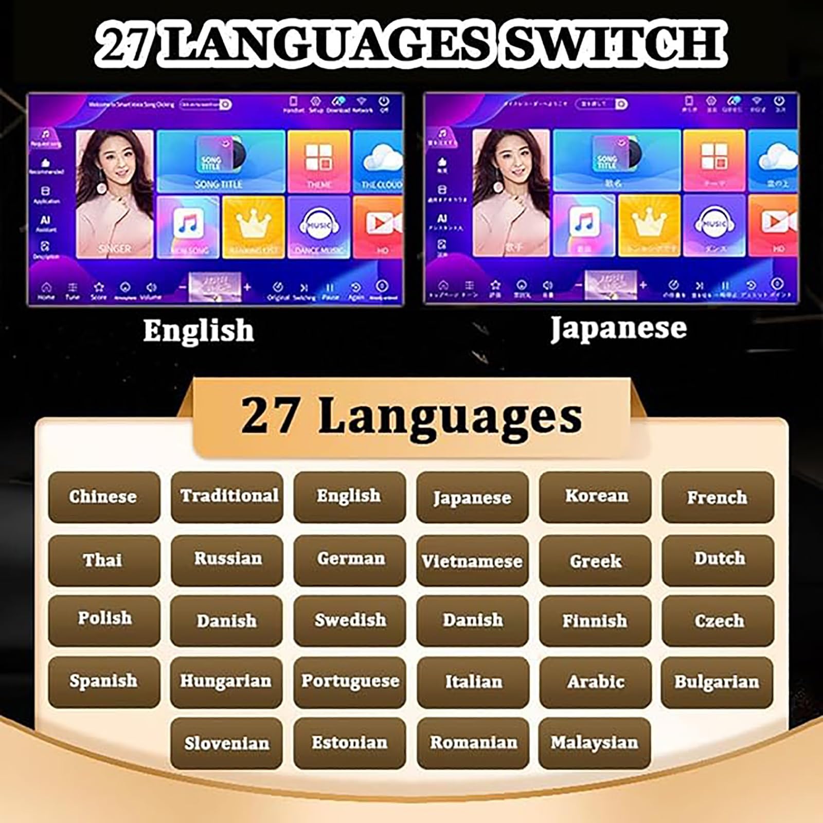 KTV Singing Karaoke Machine, 18.5 Inch Touch Screen Phone Remote & App Control Cloud Download Songs All in One Karaoke Player with Mic(2TB)