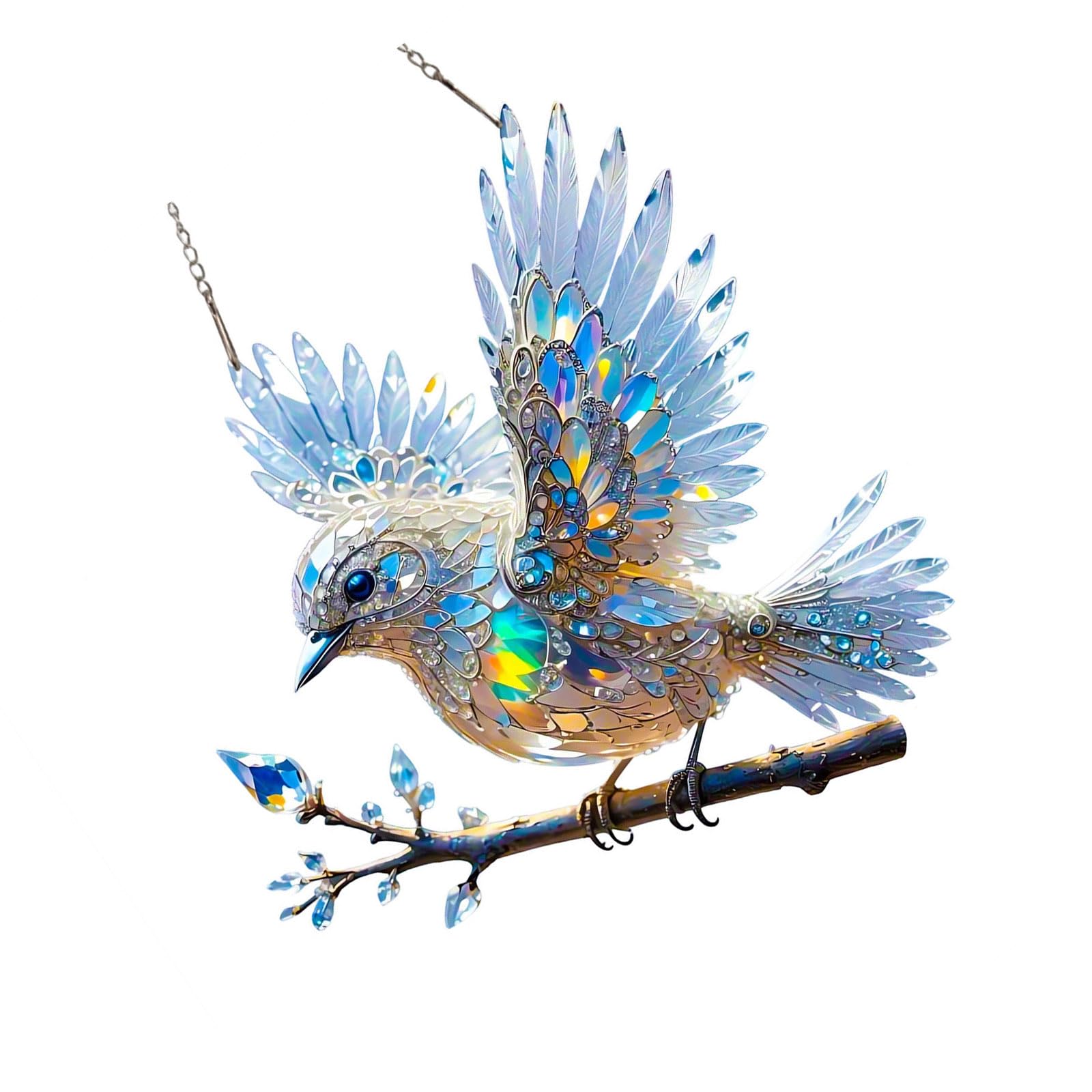 Hsyzygian Bluebird Sun Catcher Acrylic Stained Glass Effect Art Decoration with Hanging Chain Suitable for Window Indoor Gardens Acrylic Sun Catcher Window Hanging Decors