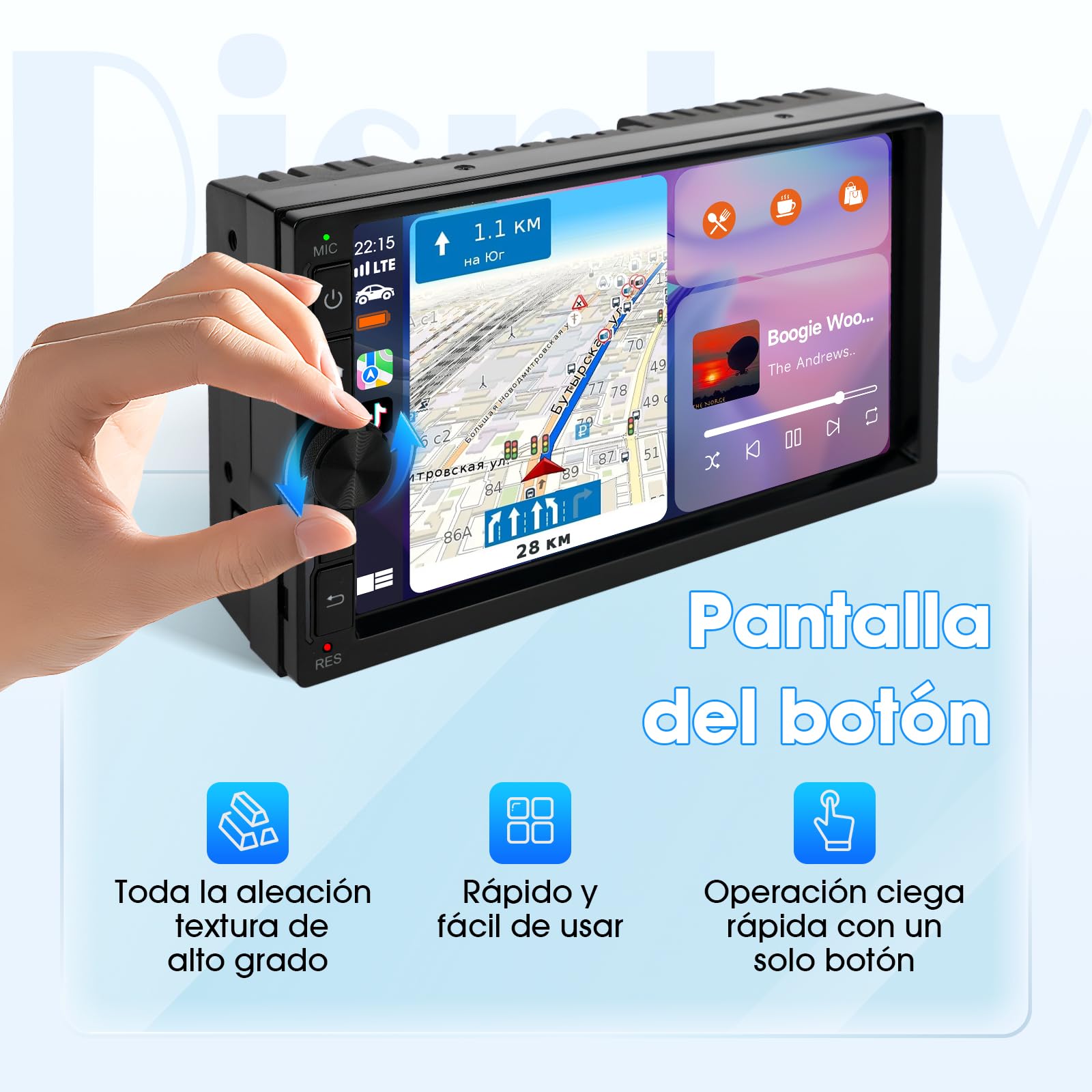 Haudio Radio Coche 2 DIN con Carplay y Android Auto Inalámbrico - Pantalla Táctil de 7 Pulgadas, Bluetooth, Mirror Link, Navegación GPS, Control por Voz, Cámara de Respaldo, FM/Am/AUX