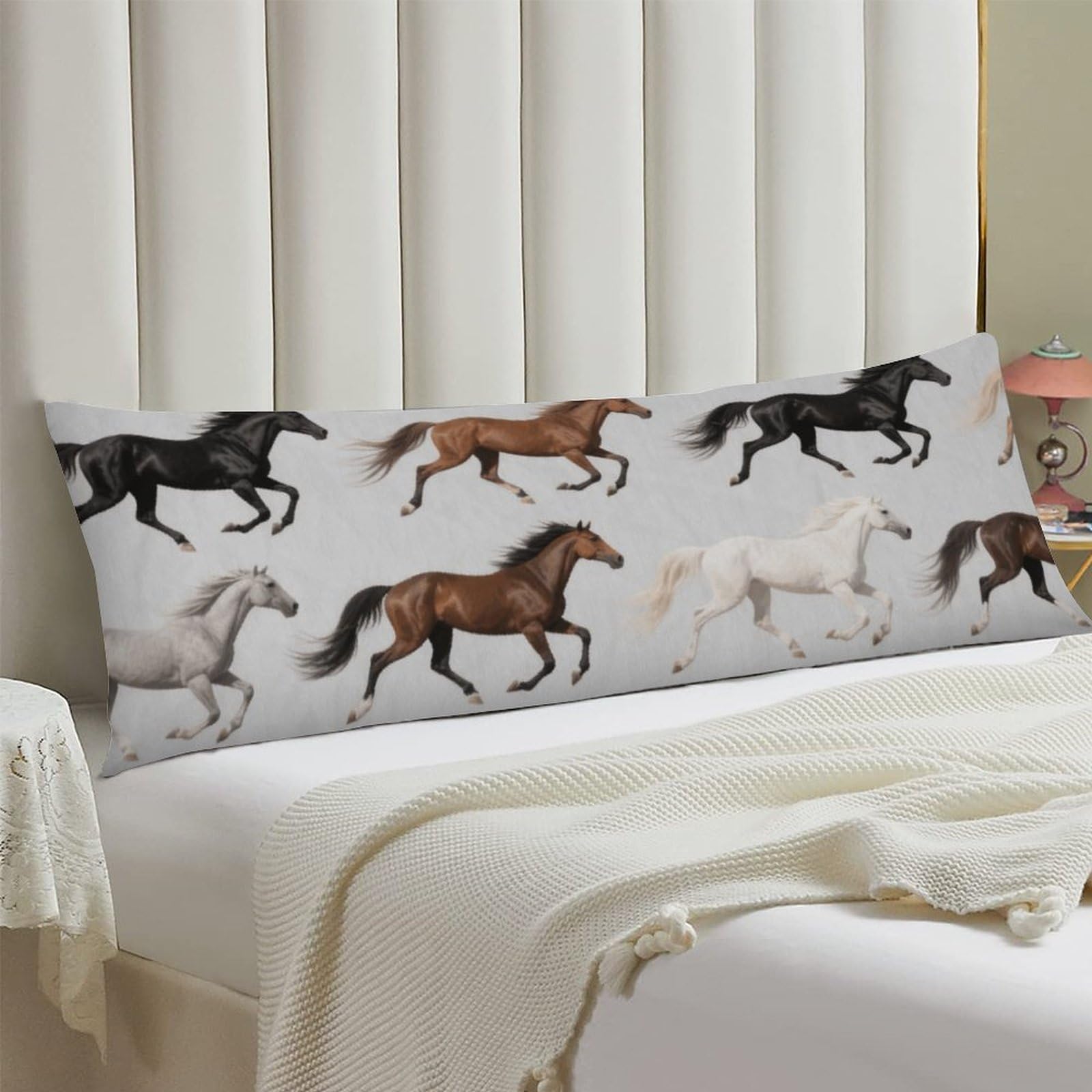 Body Pillow Cover 20x54 Long Pillow Case with Invisible Zipper Breathable Microfiber Cute Horse Pillowcase Soft Cozy Protector for Bedroom Couch Sofa Bed Home Decor All Seasons
