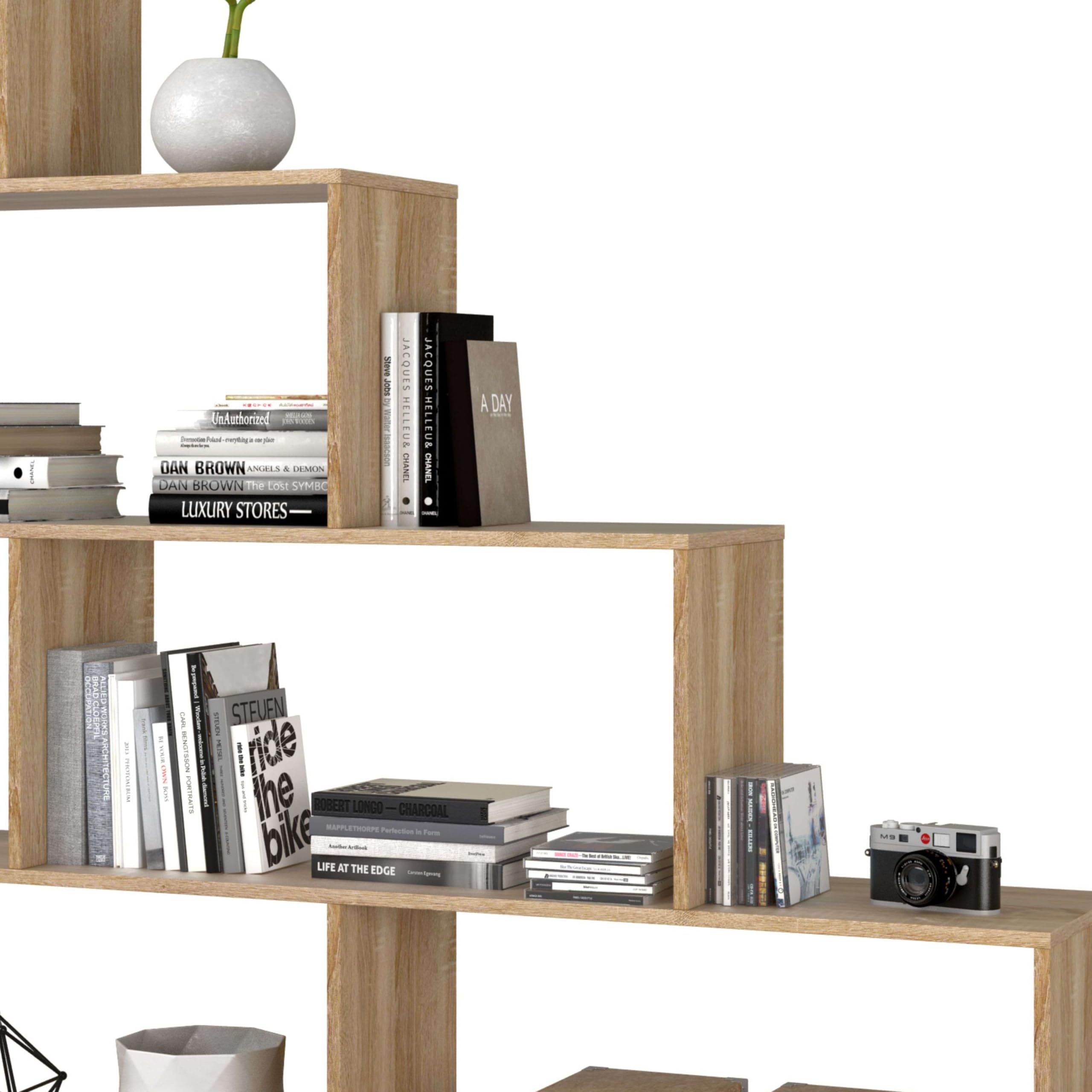 Habitdesign Estantería Decorativa, Librería Salon, Modelo Klum, Acabado en Roble Canadian, Medidas: 145 cm (Alto) x 145 cm (Ancho) x 29 cm (Fondo)