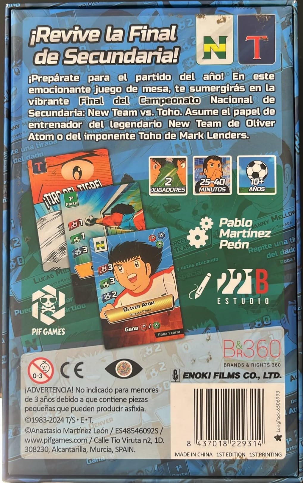Juego de Cartas Campeones Oliver y Benji | Duelo New Team vs Toho | Juego de Fútbol para Niños +10 Años y Fans Retro | Regalo Ideal con Dados, Cartas Especiales y Marcador de Partidos