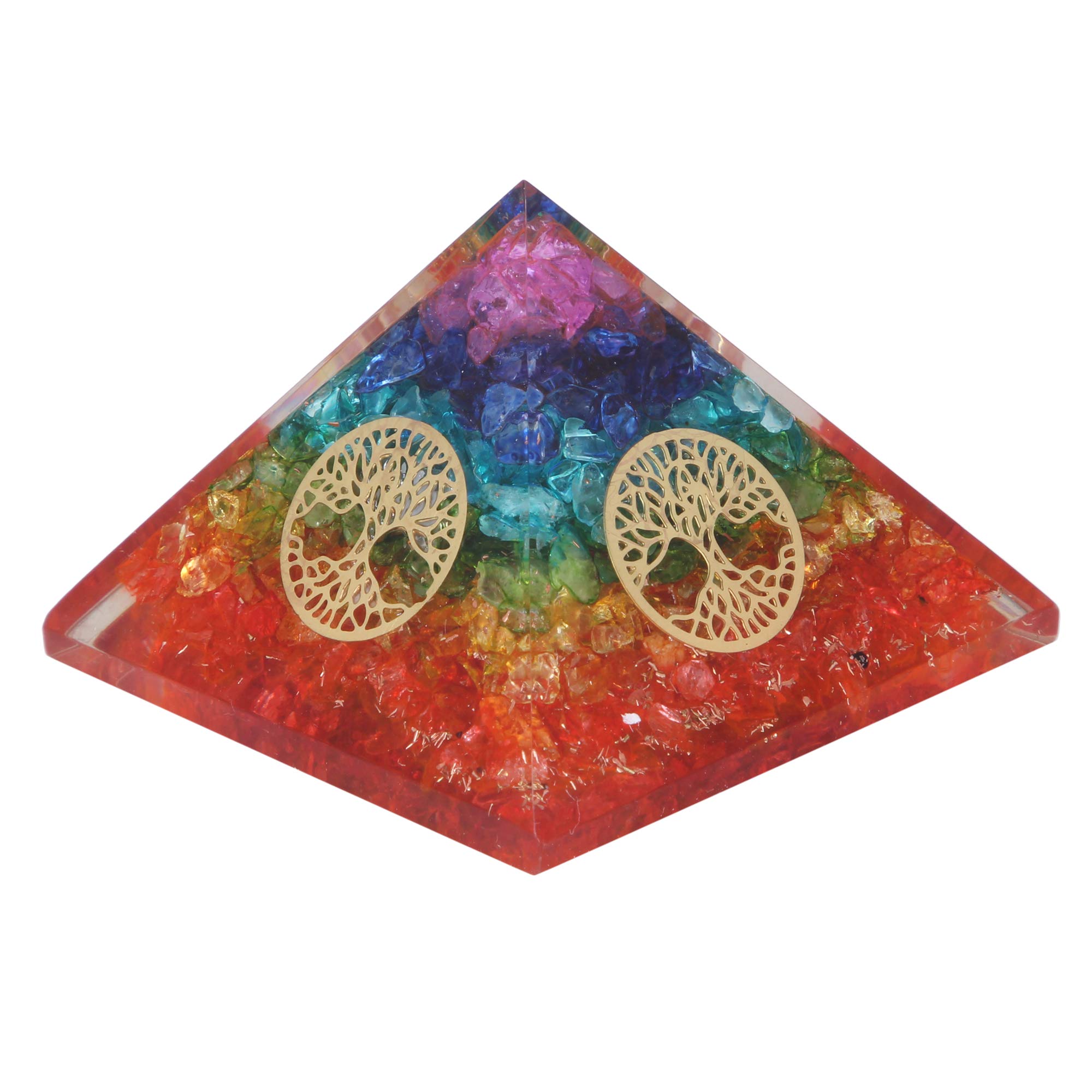 CroconSeven Colors Onyx orgone Pyramid Healing Balancing orgonite Gemstone Pyramid Stones Reiki Crystal Meditation Chakra organite Gift Home Office Decor ice 2.5 inch.